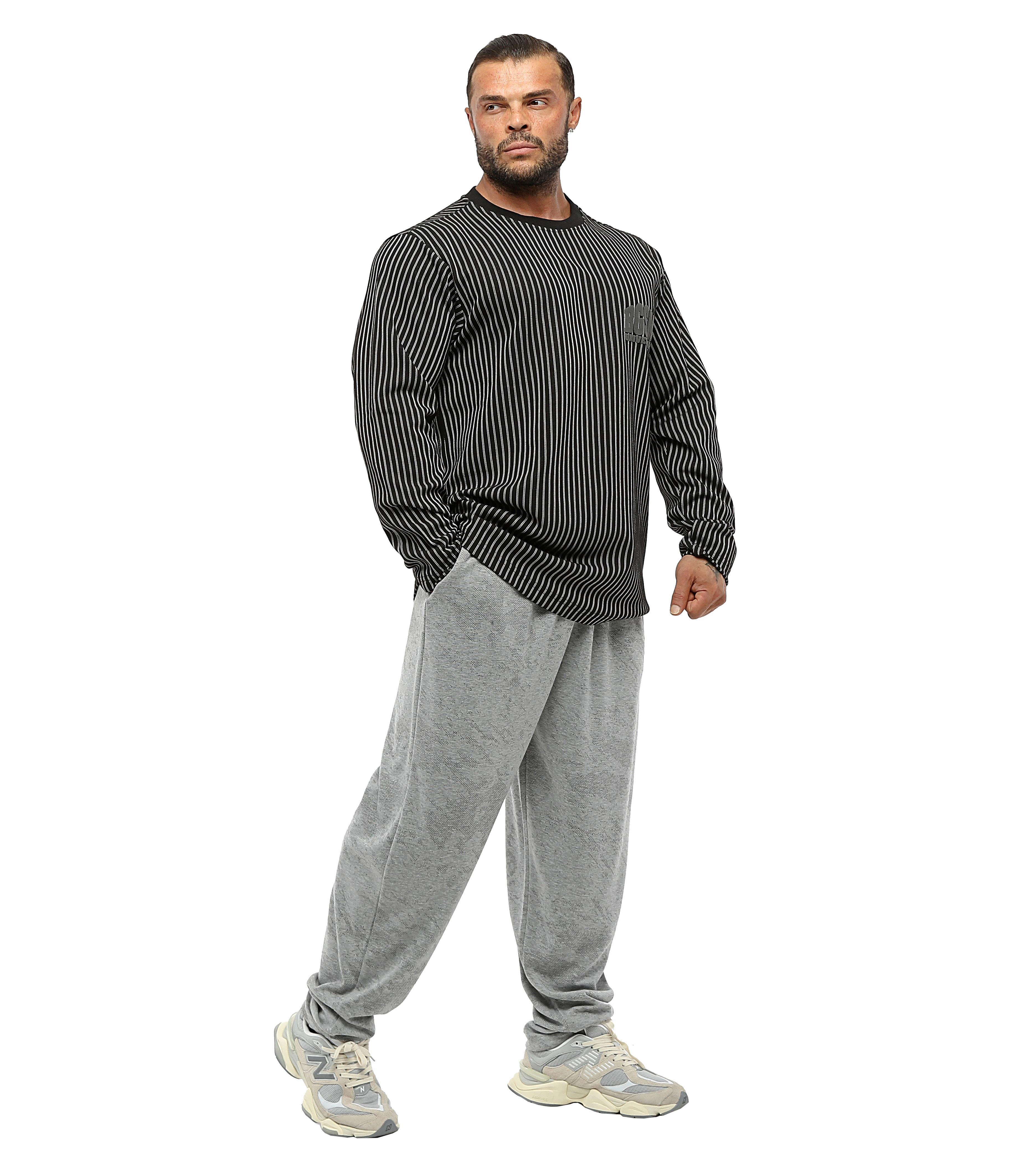 Erkek Rahat Fit Pamuklu Spor Sweatshirt Siyah Big Sam 4709