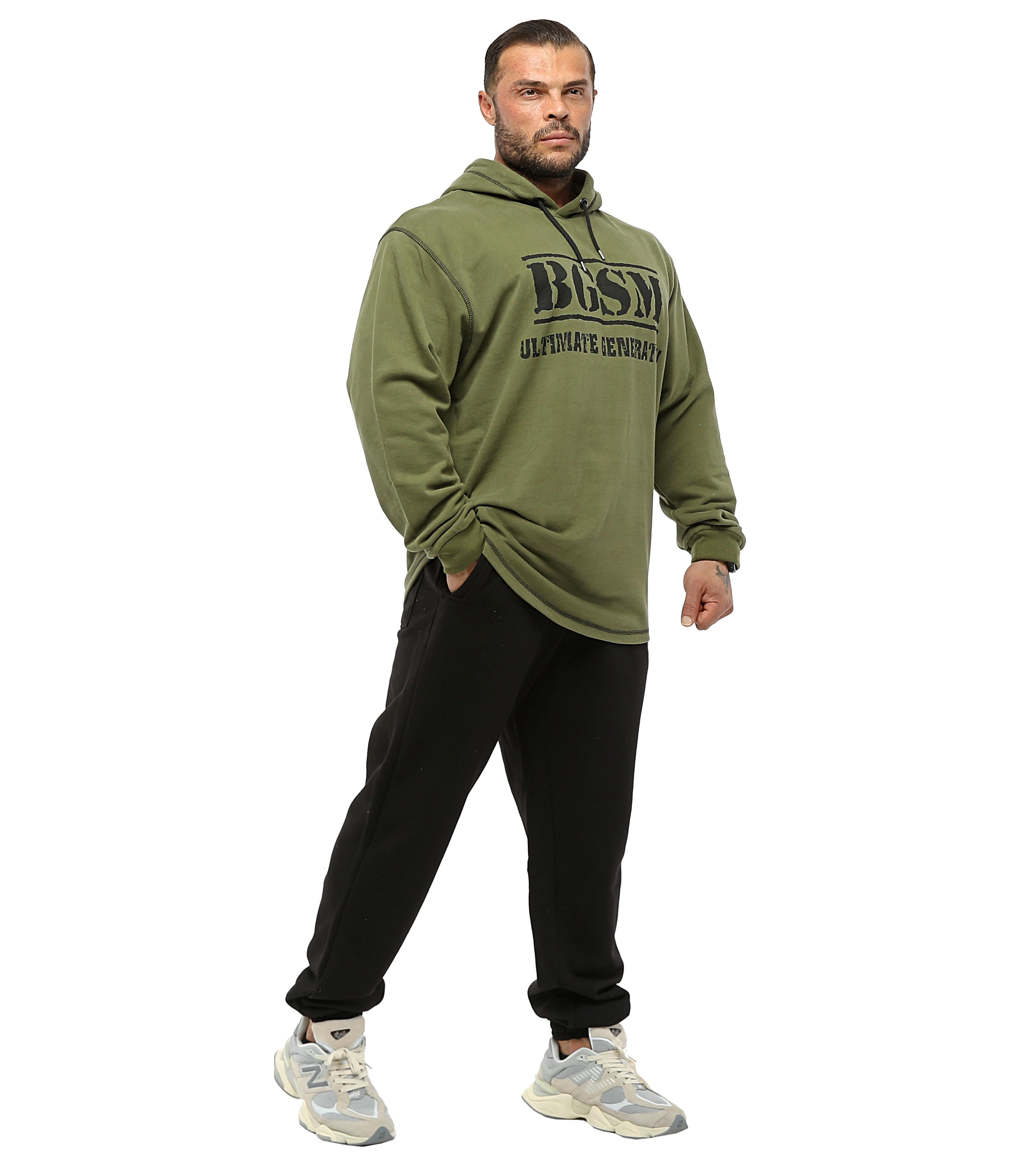 Erkek Sweatshirt Kışlık Oversize Kapşonlu Haki Polar BGSM 4722