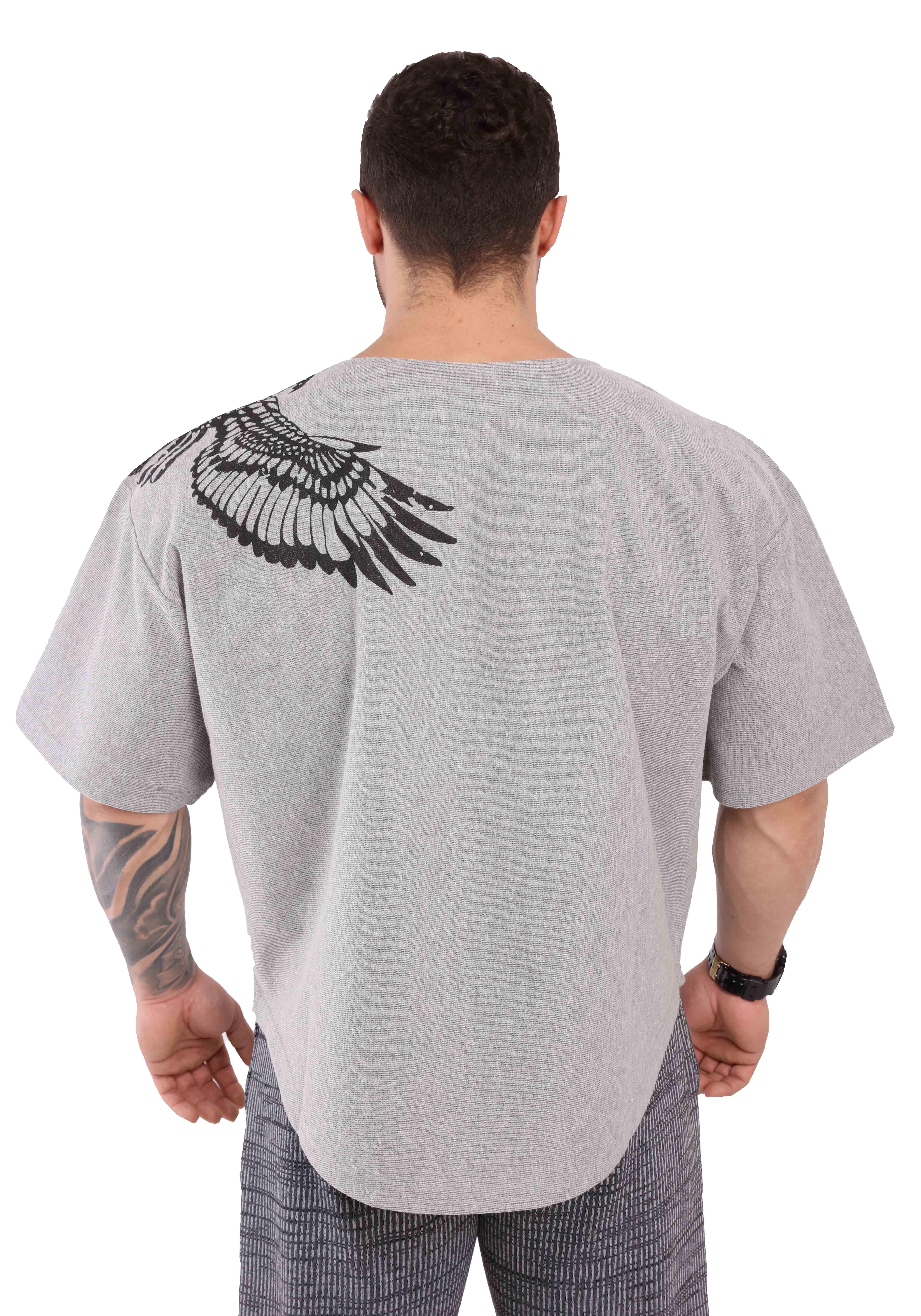 Gri Oversize Antrenman Tişörtü Rag Top Big Sam 3241