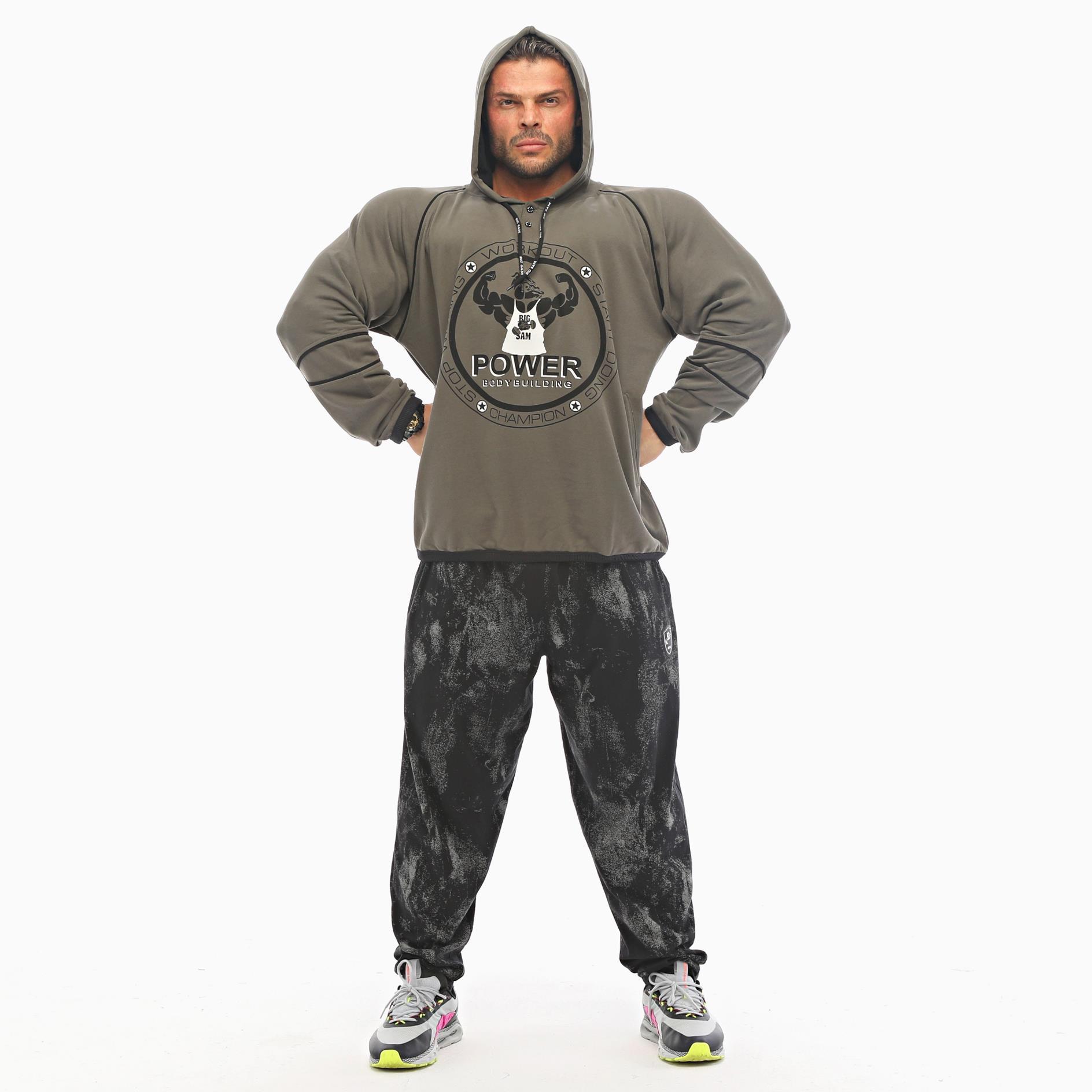 Haki Yeşil Kışlık Kapşonlu Sweatshirt Big Sam 4667