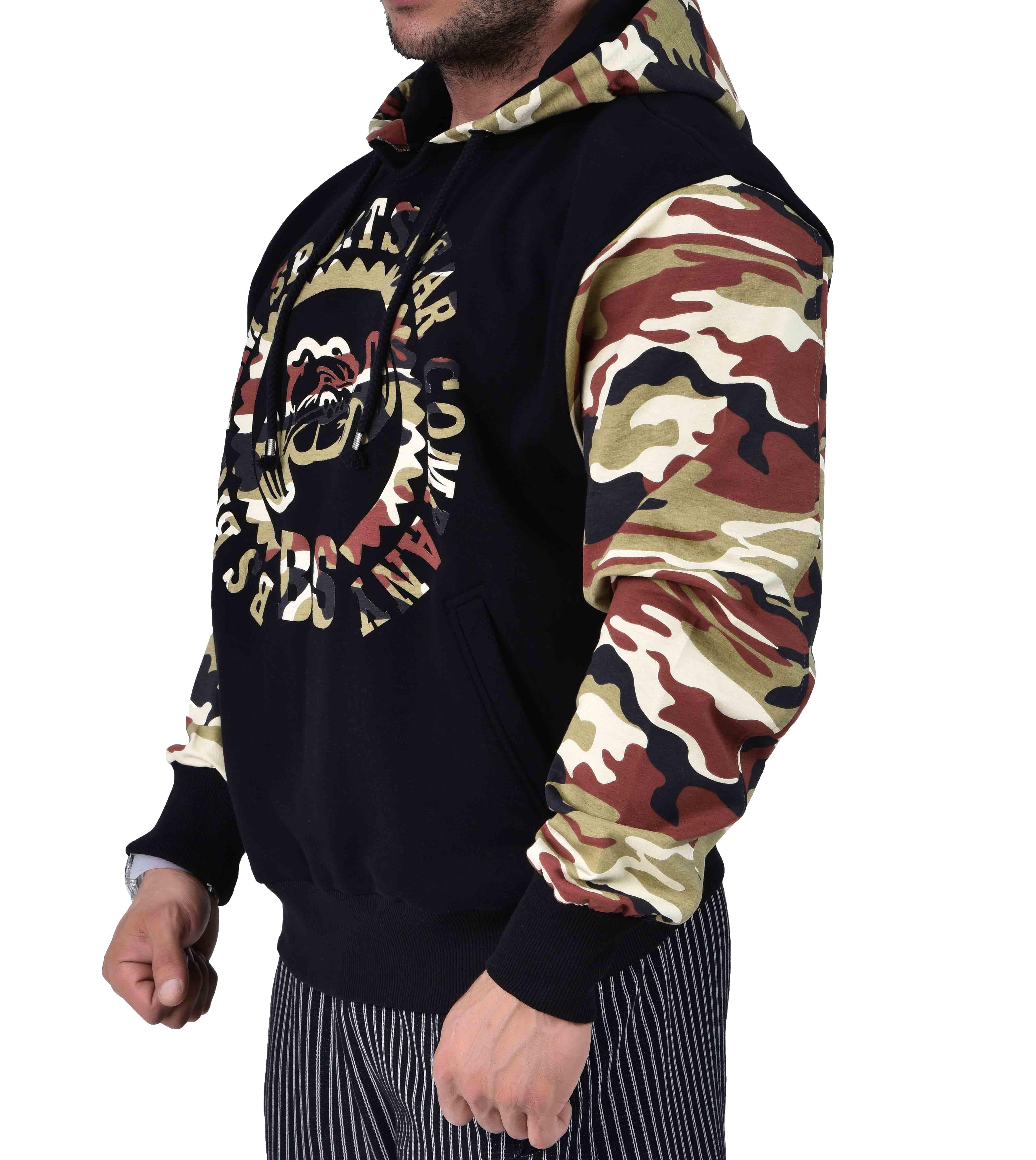 Kamuflaj Detaylı Kapşonlu Sweatshirt Big Sam 4666