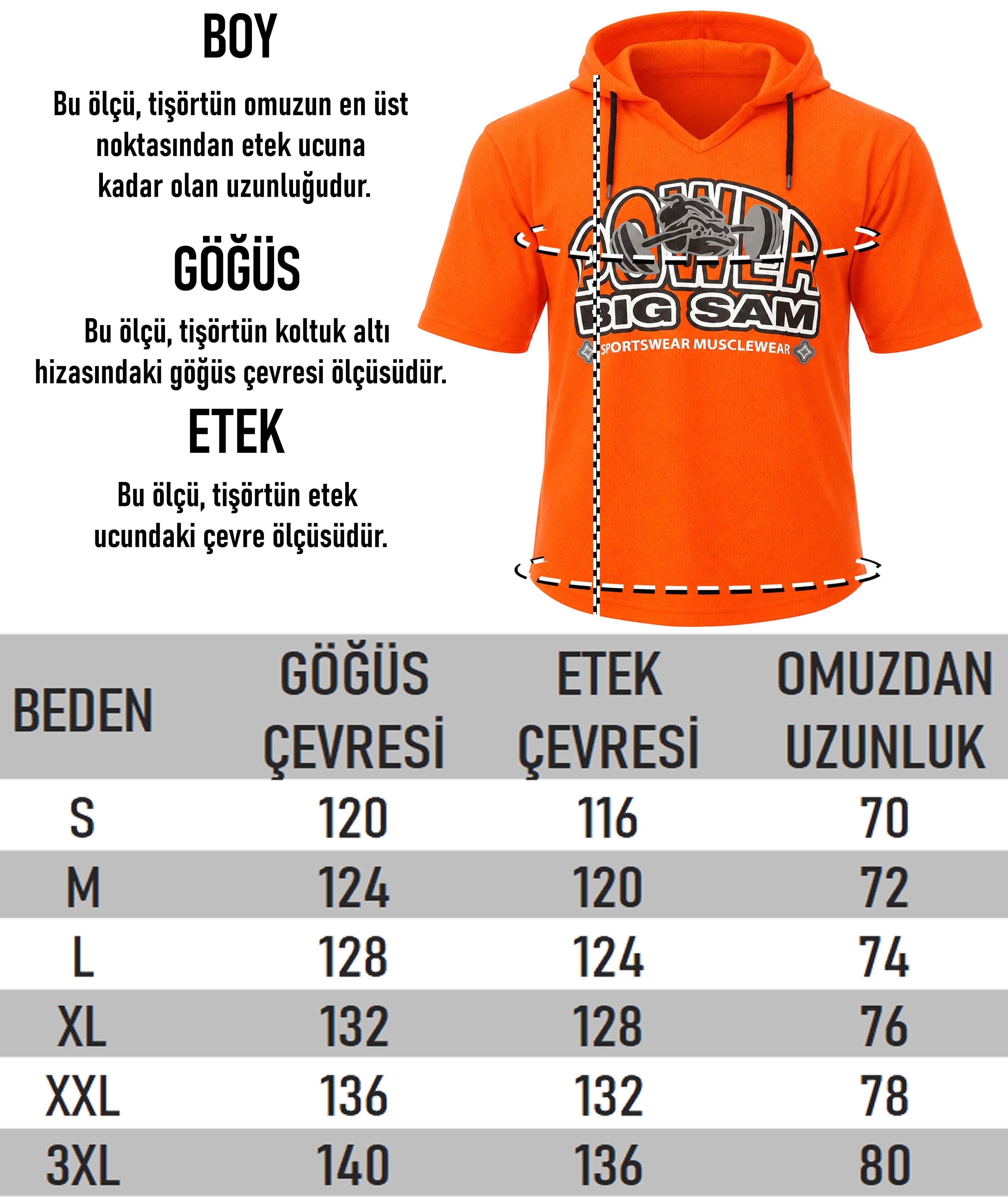 Kapşonlu Antrenman Tişörtü Turuncu Big Sam 3237