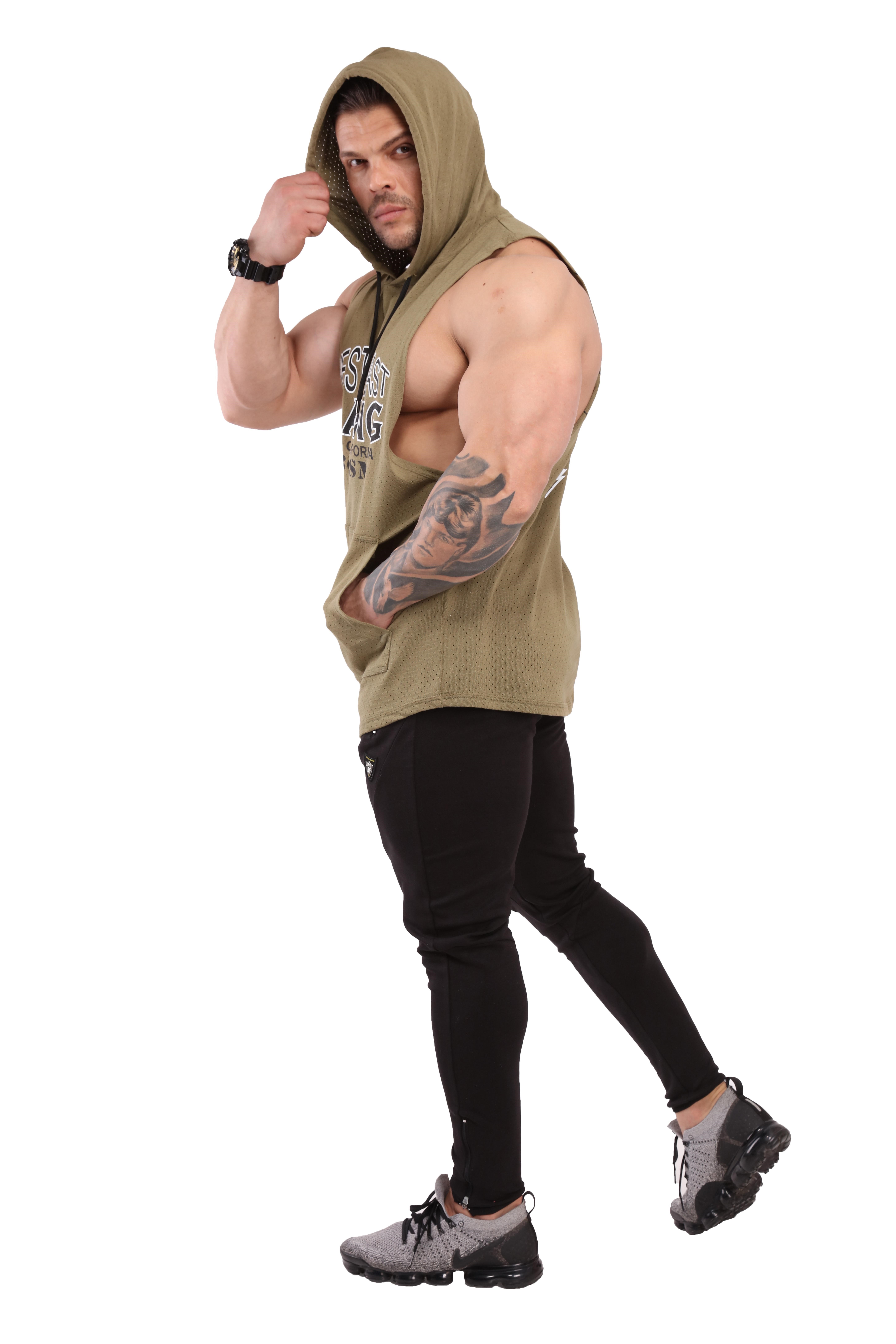 Kapşonlu Kolsuz Fitness Vücut Geliştirme Antrenman Tişörtü Big Sam 2305