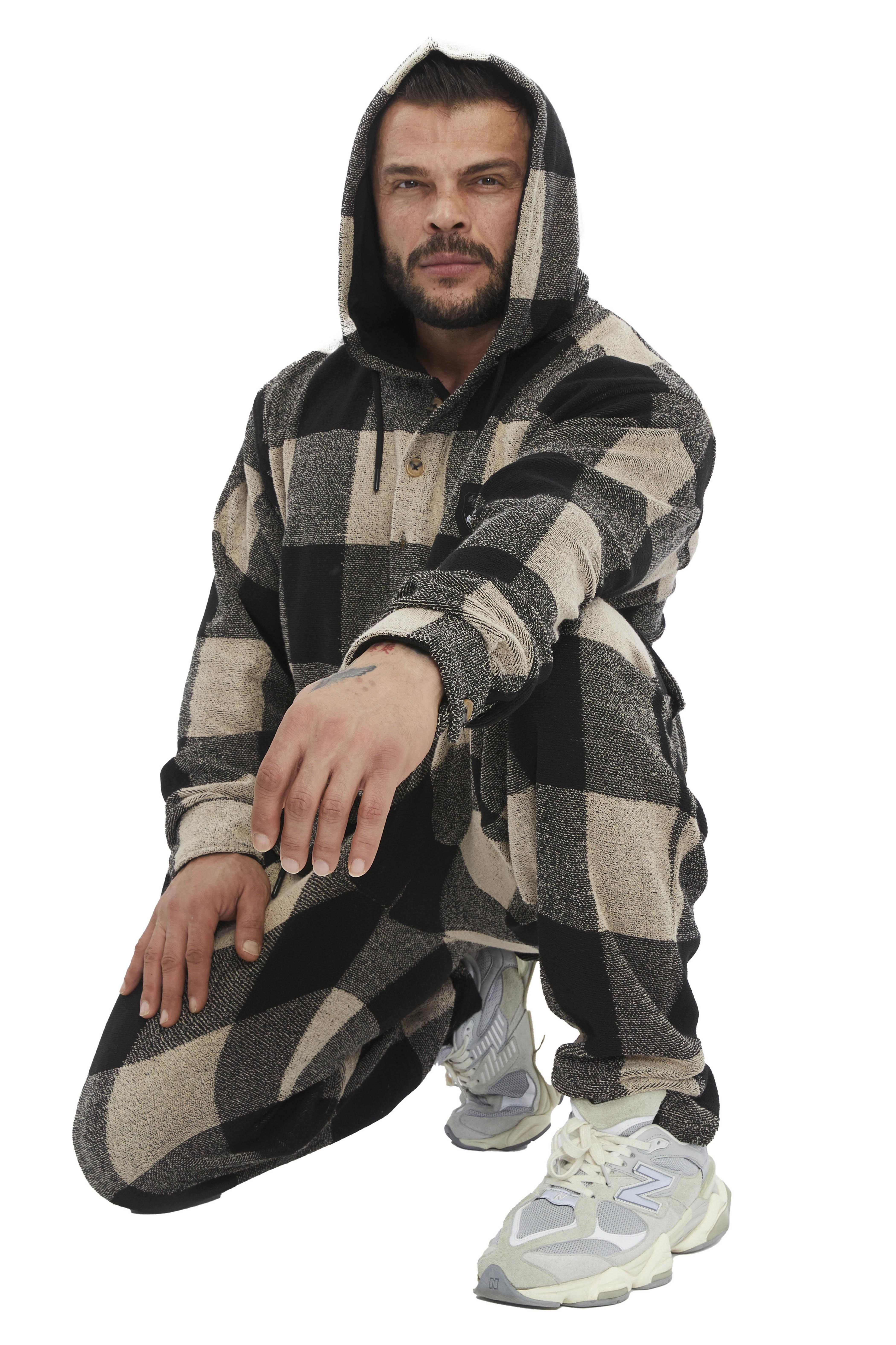 Kapşonlu Overshirt Geniş Kesim Kapşonlu Havlu Gömlek BGSM 5046