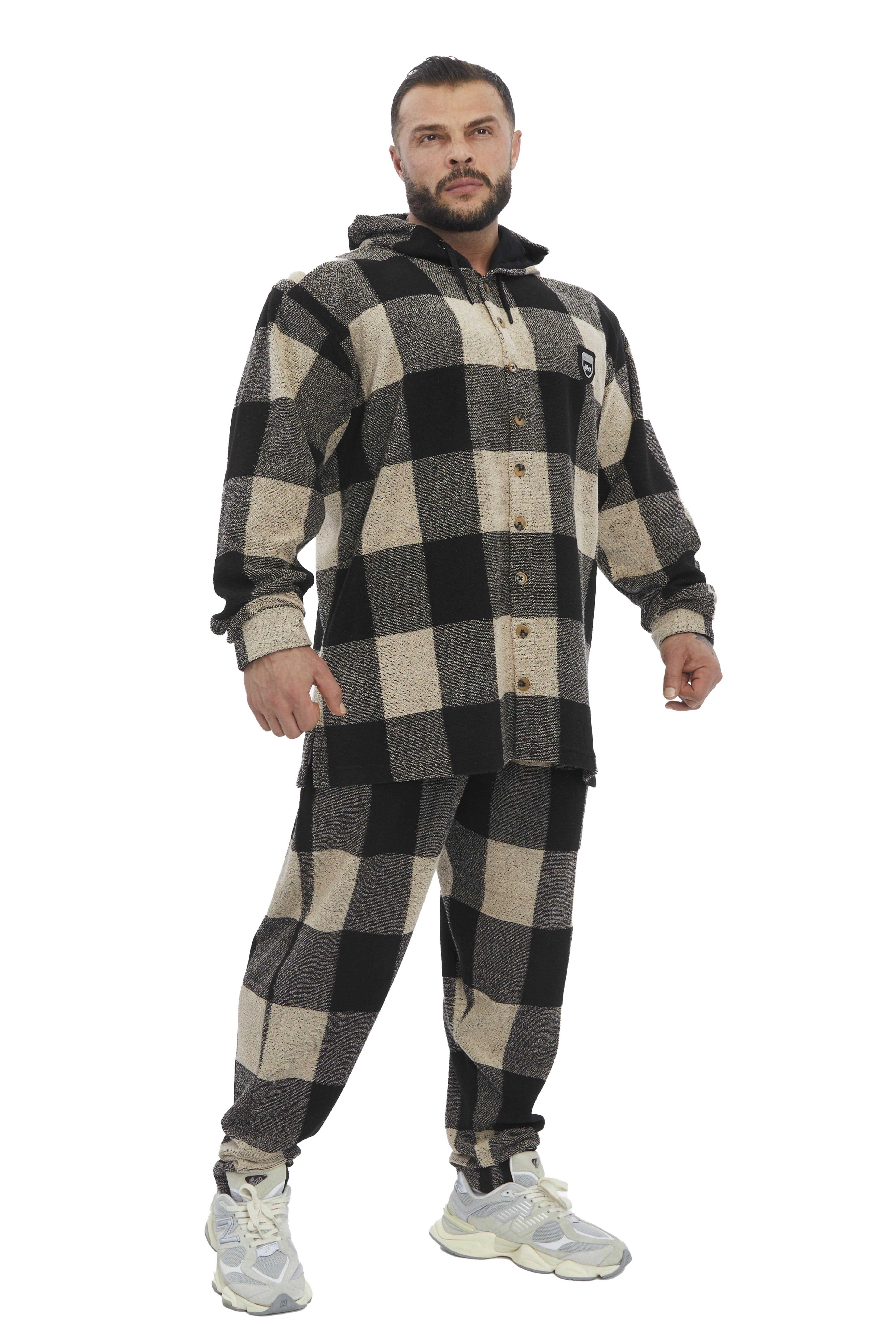 Kapşonlu Overshirt Geniş Kesim Kapşonlu Havlu Gömlek BGSM 5046