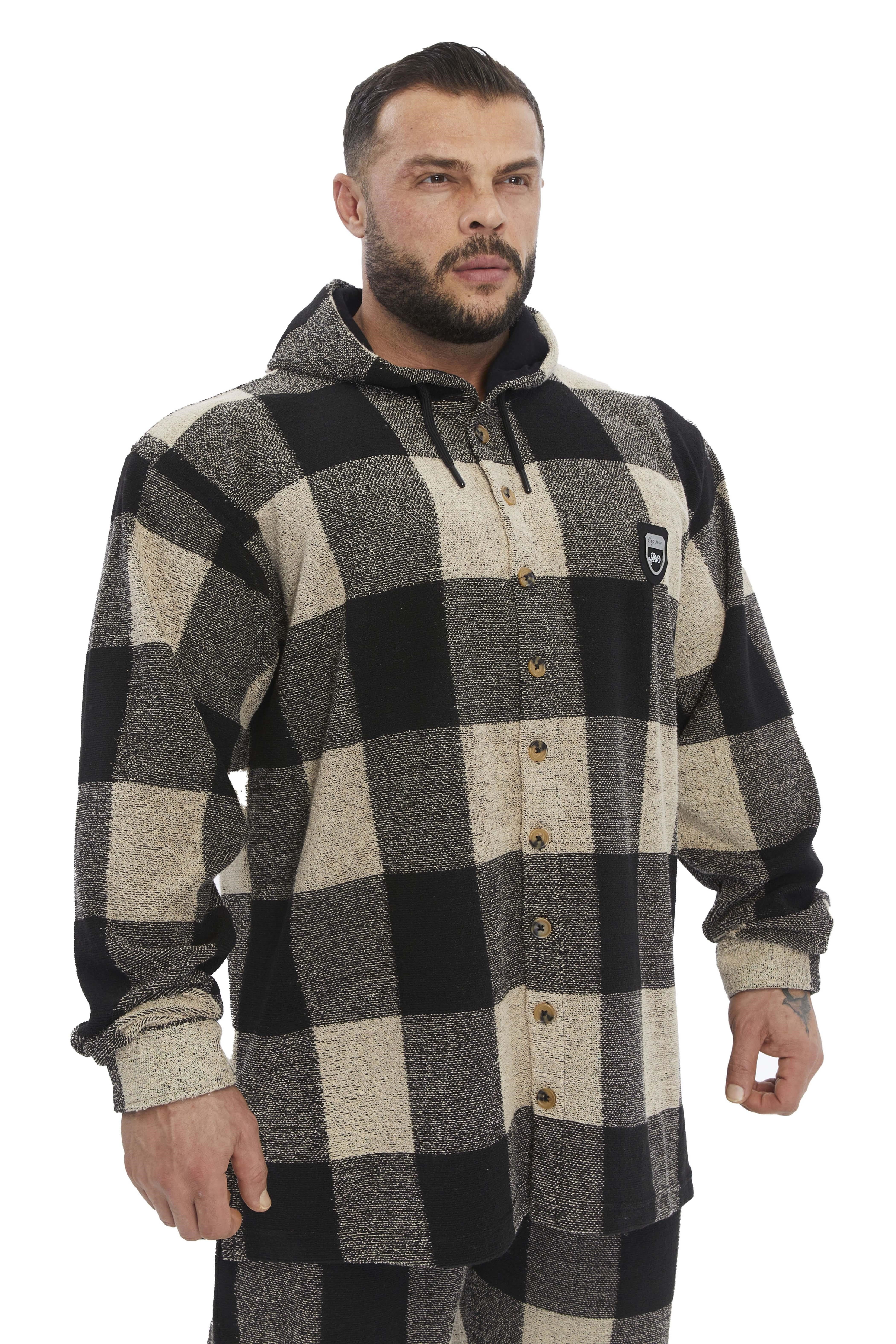 Kapşonlu Overshirt Geniş Kesim Kapşonlu Havlu Gömlek BGSM 5046