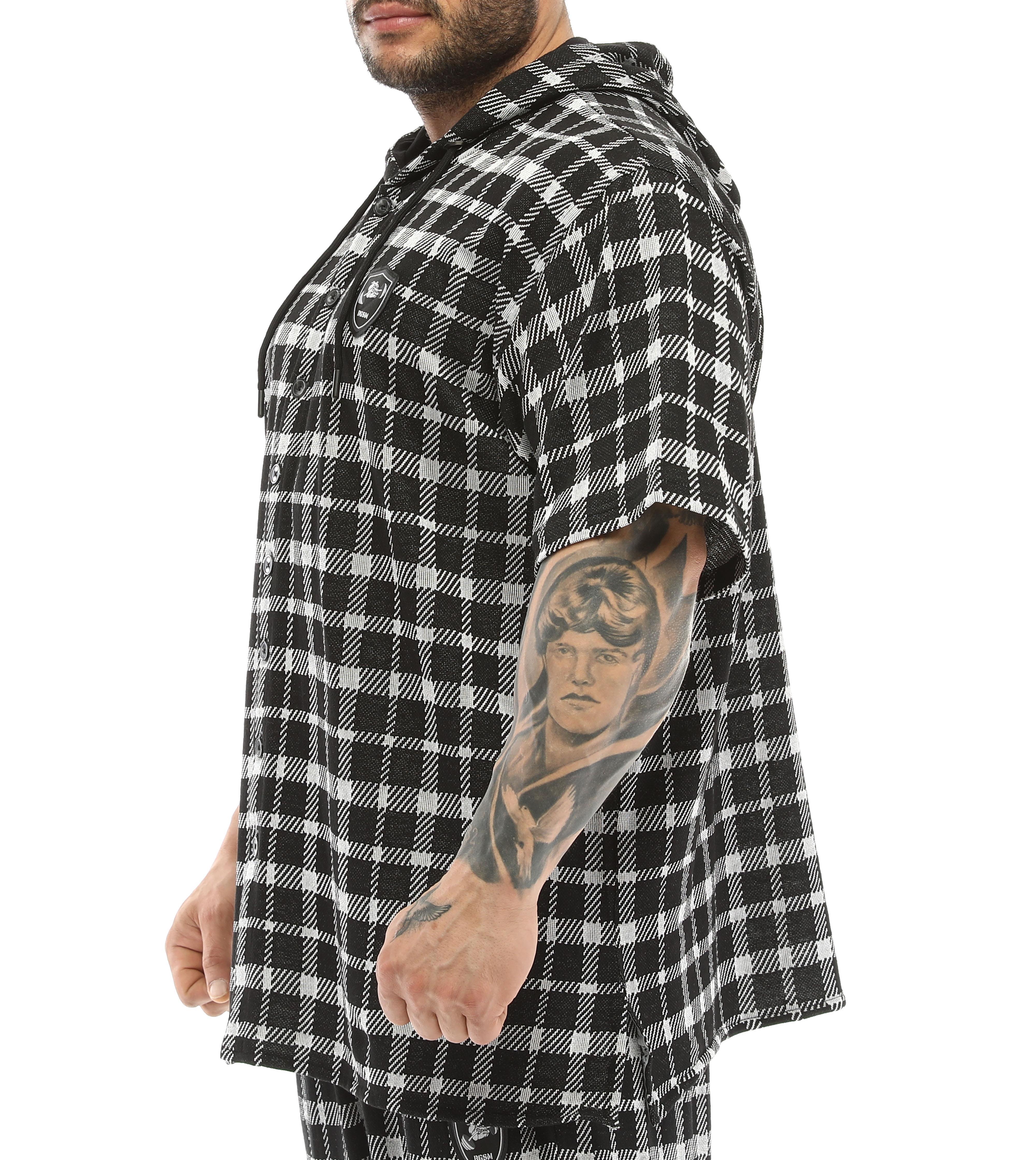 Kapşonlu Oversize Kısa Kollu Gömlek BGSM 5052