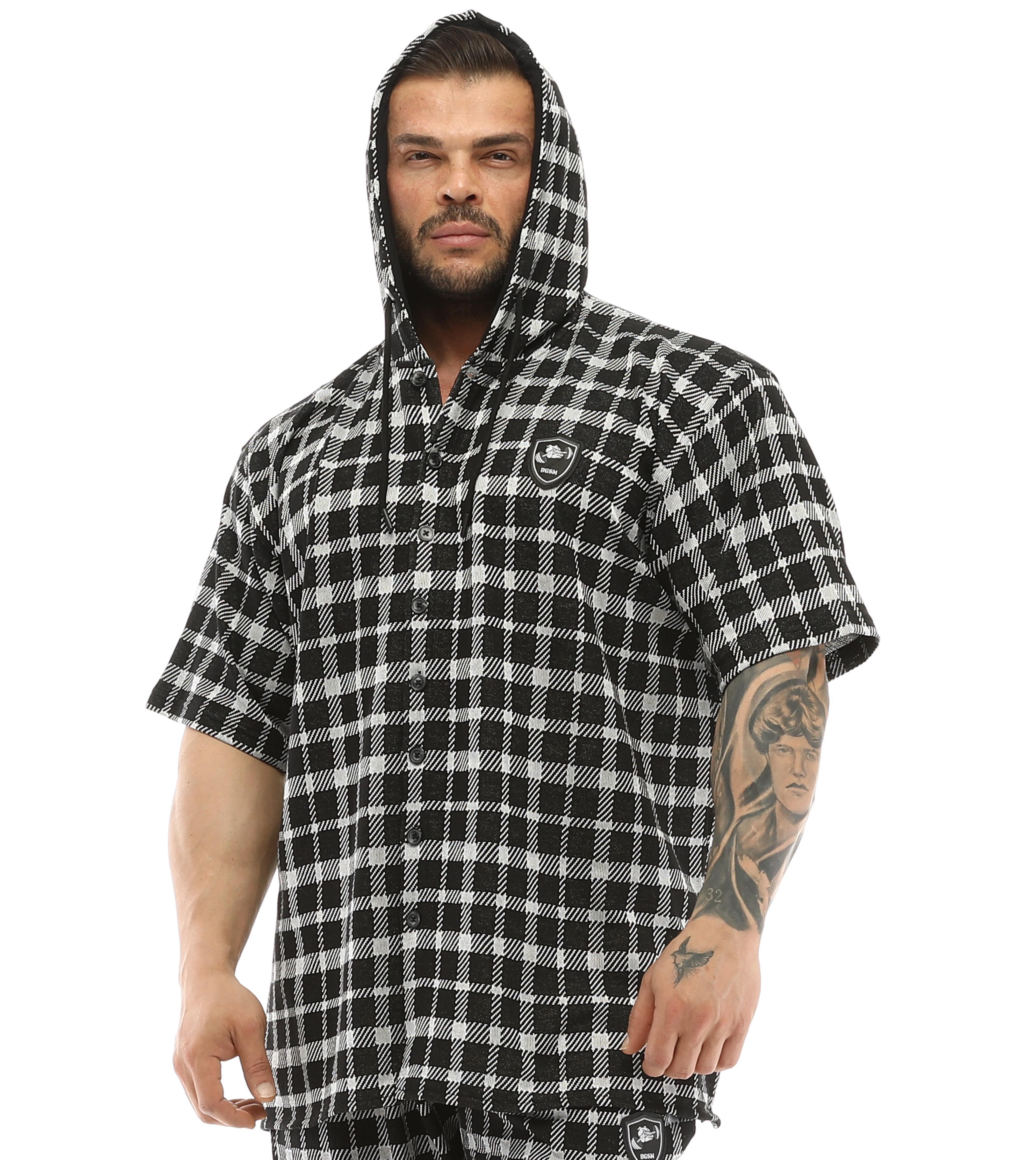Kapşonlu Oversize Kısa Kollu Gömlek BGSM 5052