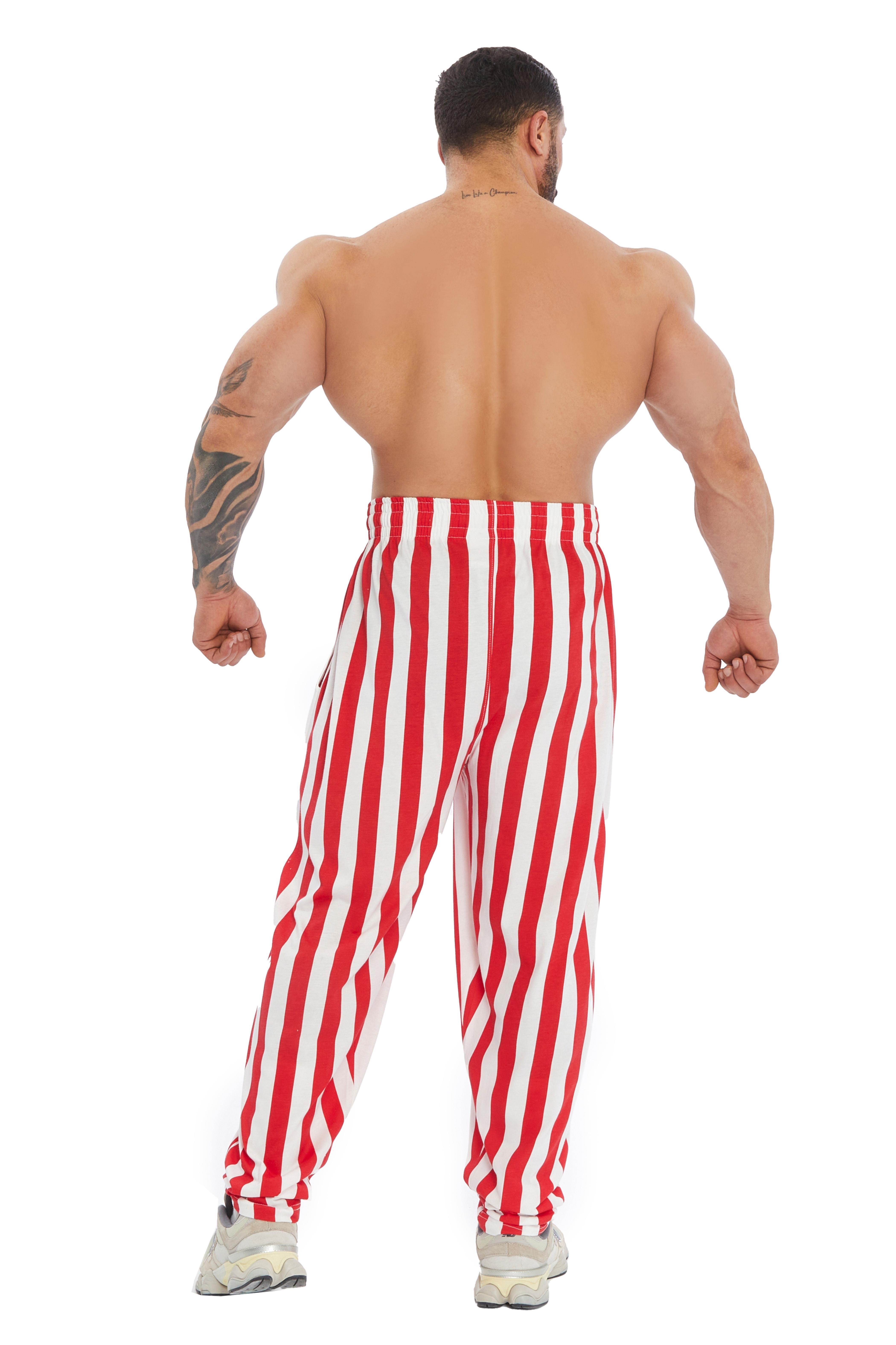 Loose Fit Çizgili Pamuk Eşofman Altı Gym Pantolon Big Sam 877