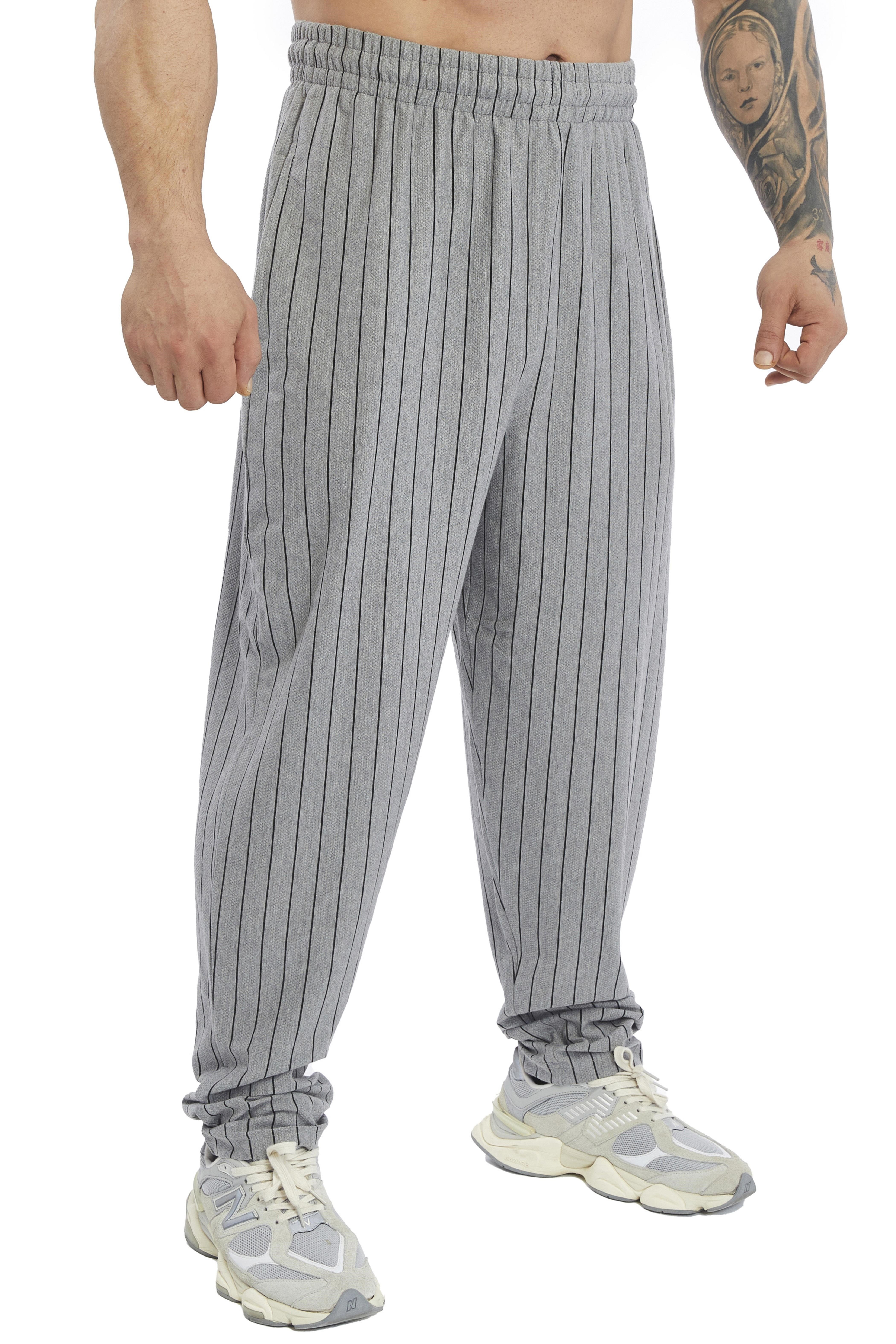 Loose Fit İnce Çizgili Yazlık Eşofman Altı Big Sam PNT1408