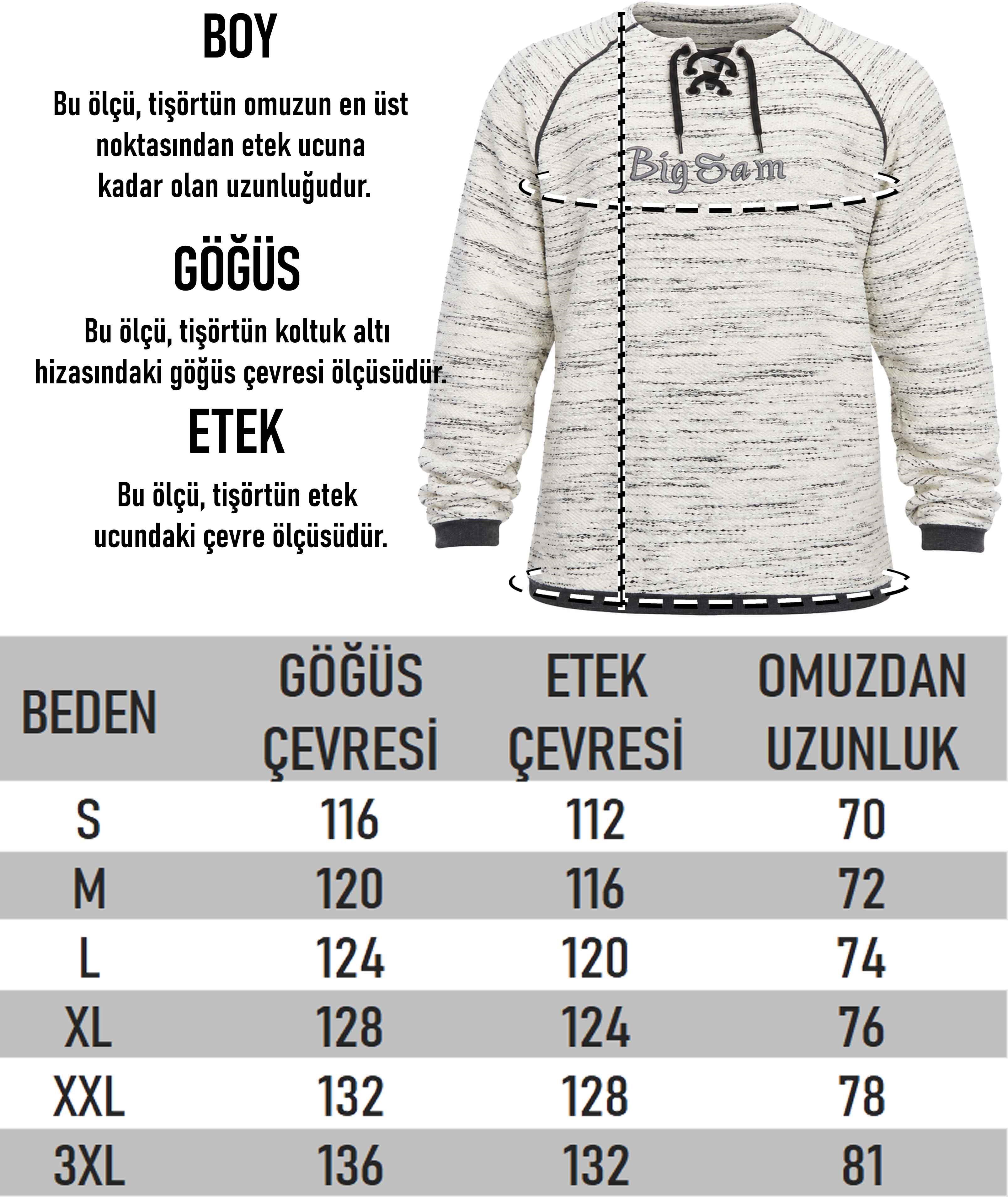 Örgü Dokulu Reglan Kol Kışlık Sweatshirt Big Sam 4627