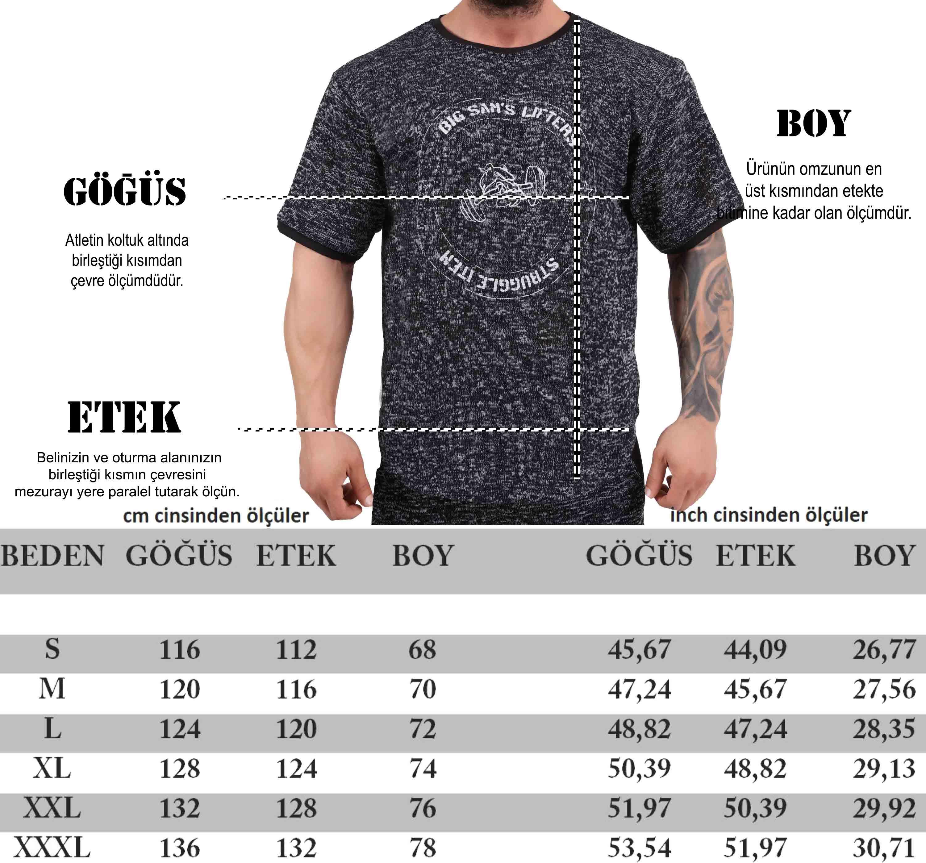 Oversize Antrenman Gym T-shirt Silver Rag Top Big Sam 3321