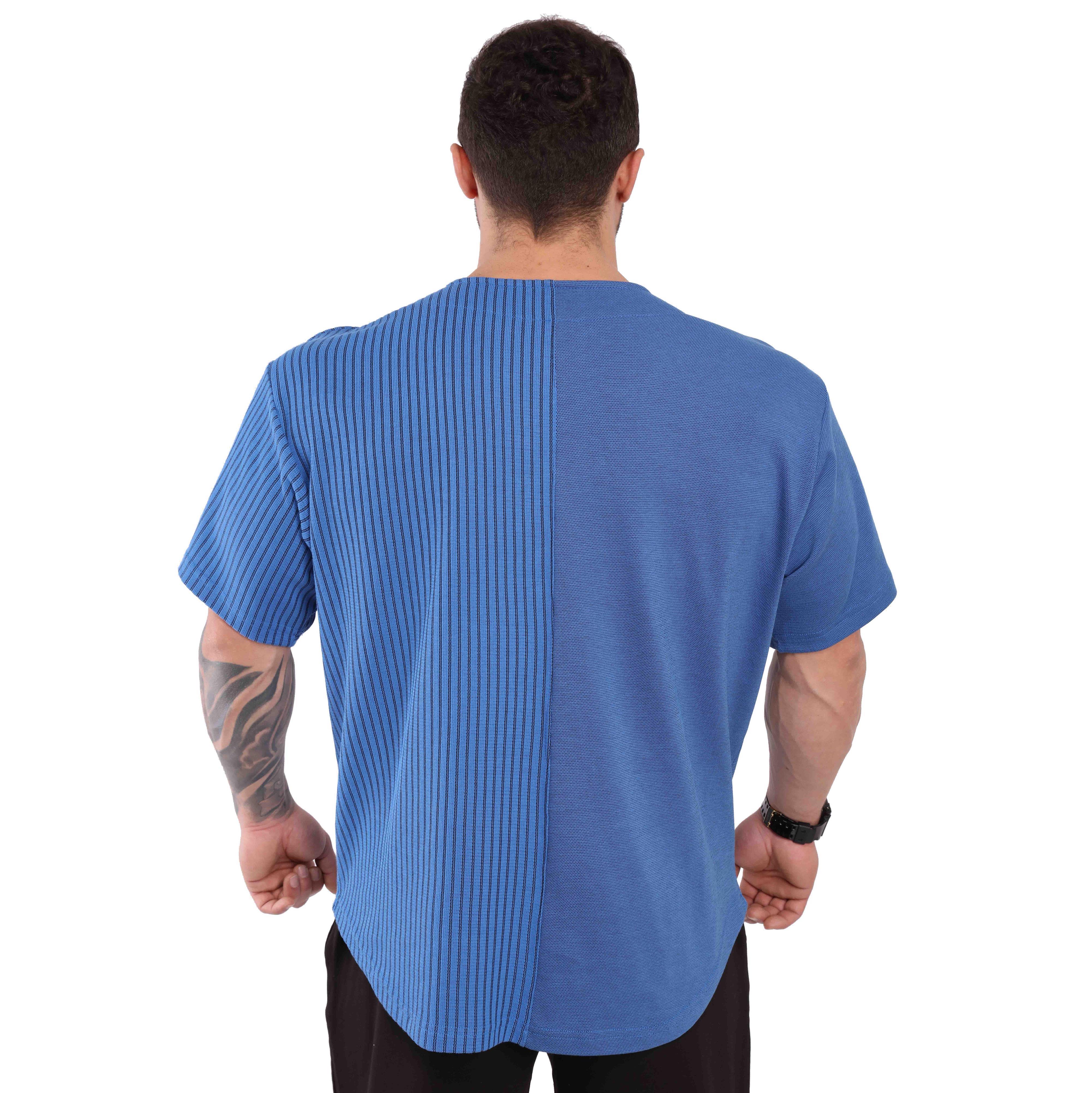 Oversize Antrenman Tişörtü Rahat Kesim Mavi Big Sam 3246