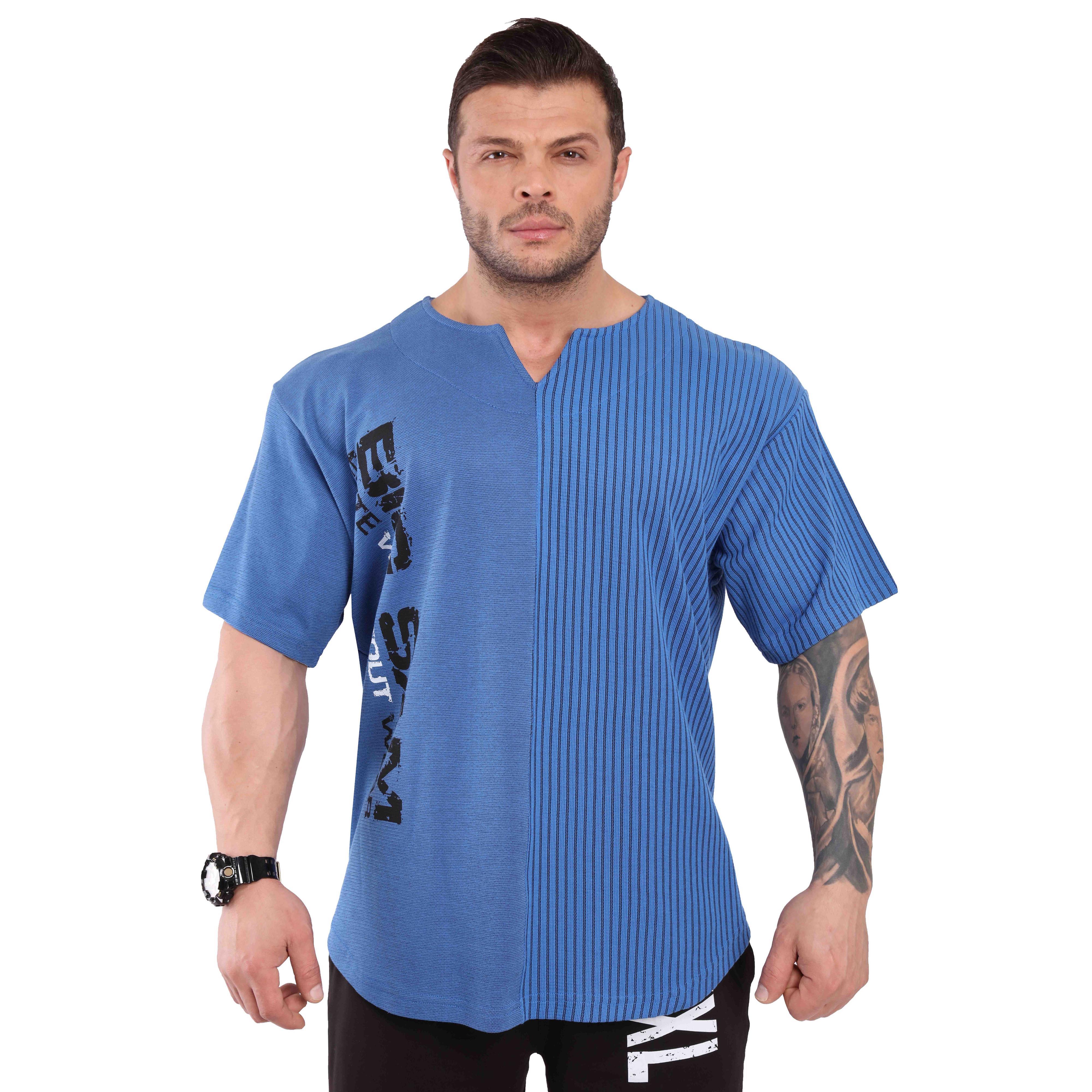 Oversize Antrenman Tişörtü Rahat Kesim Mavi Big Sam 3246