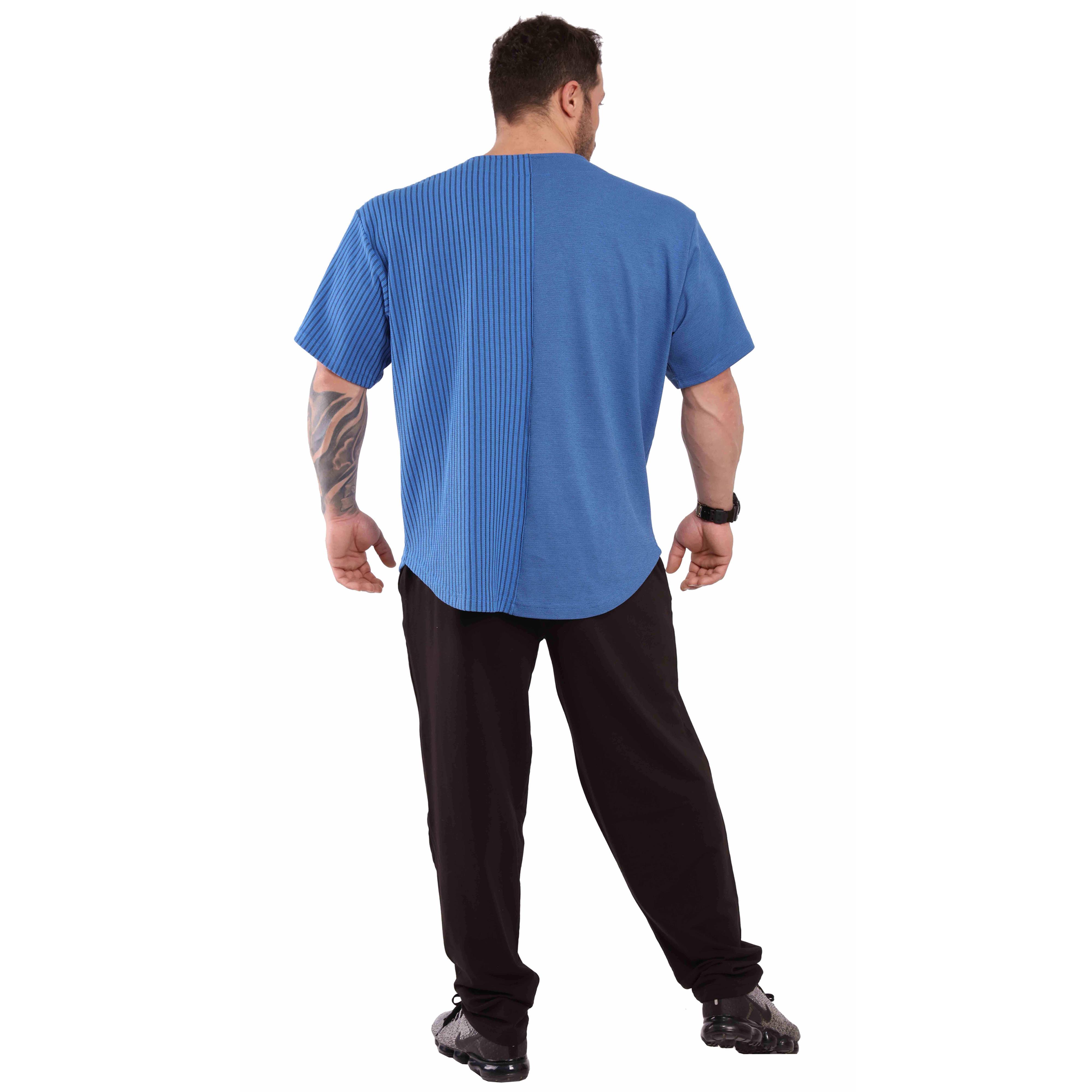 Oversize Antrenman Tişörtü Rahat Kesim Mavi Big Sam 3246