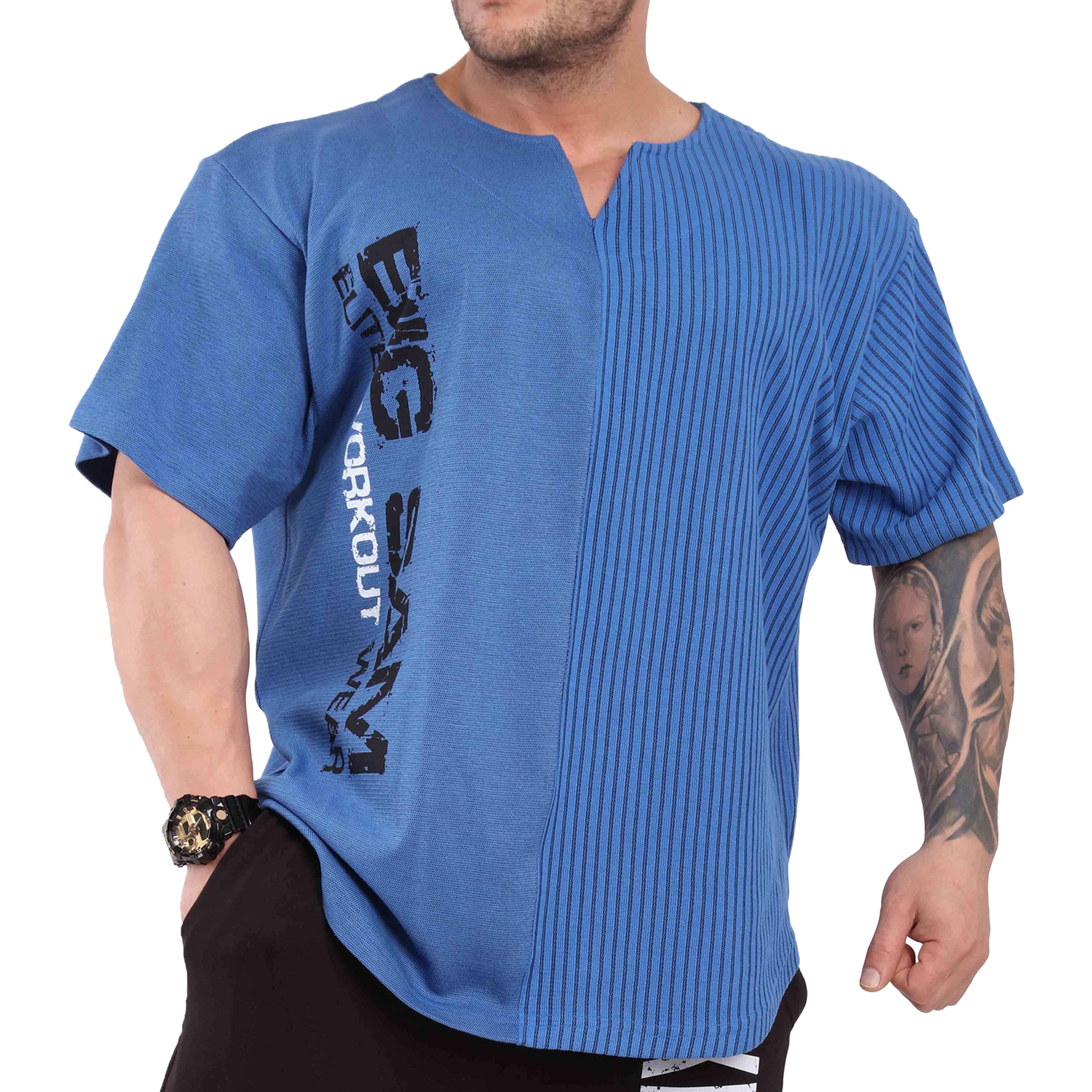 Oversize Antrenman Tişörtü Rahat Kesim Mavi Big Sam 3246