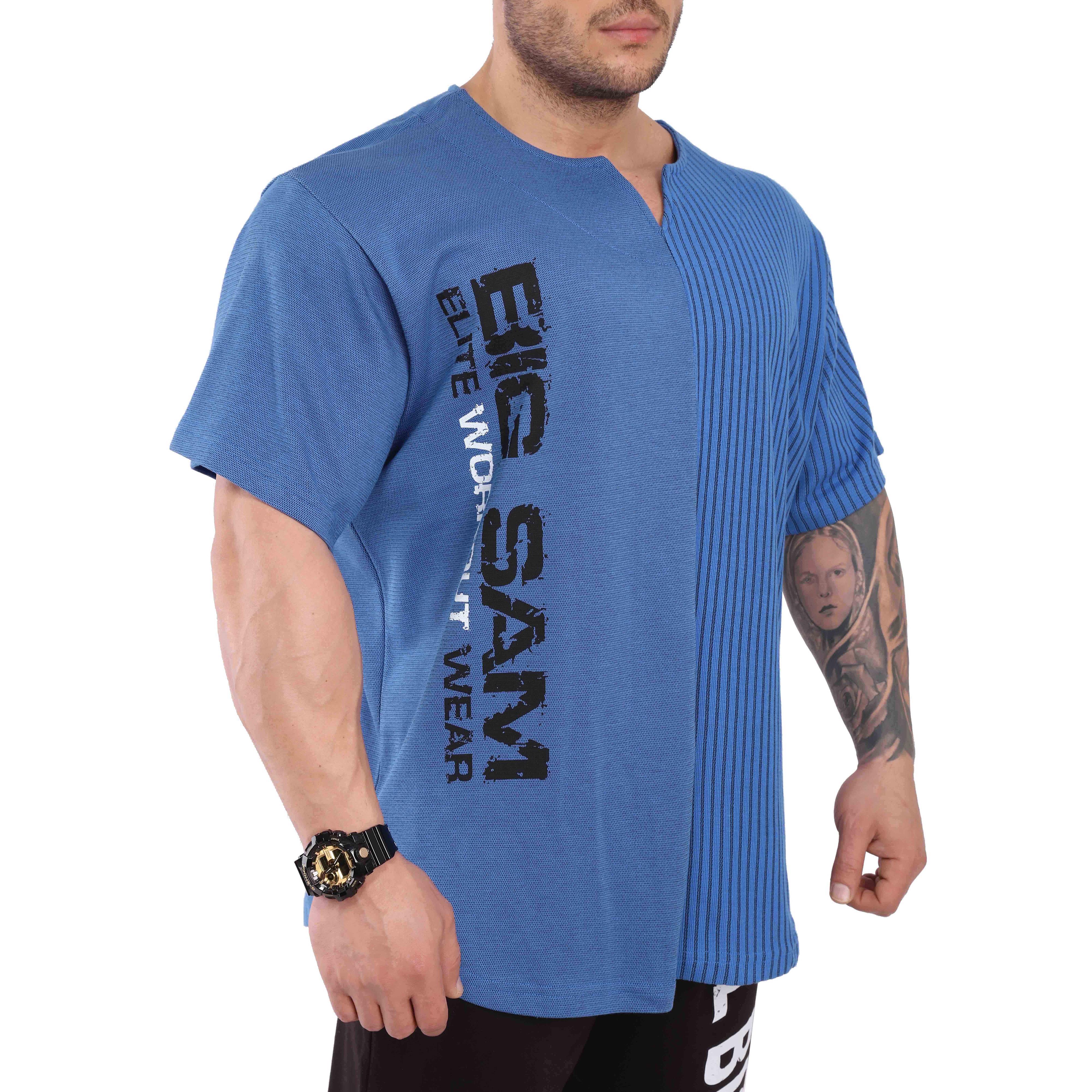 Oversize Antrenman Tişörtü Rahat Kesim Mavi Big Sam 3246