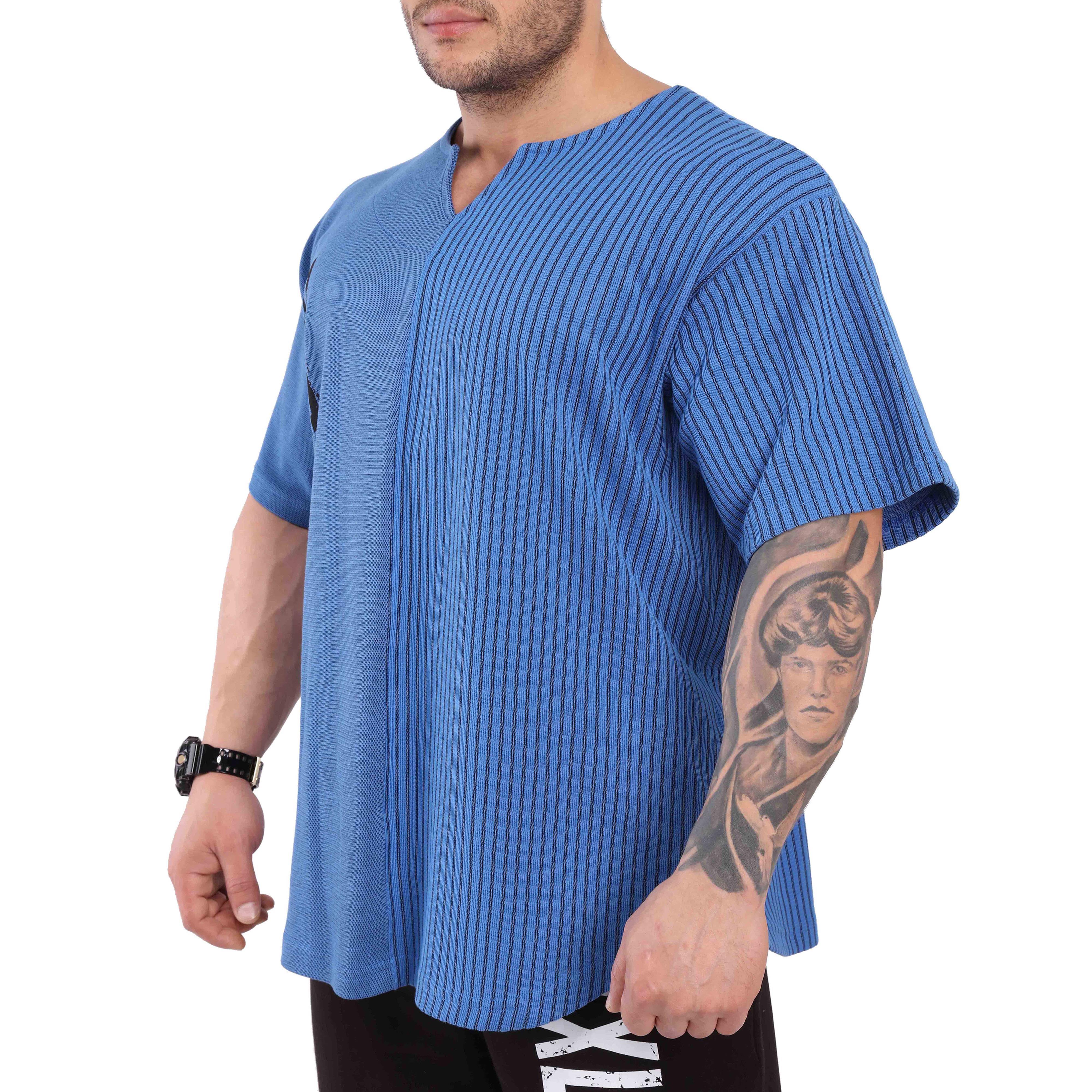 Oversize Antrenman Tişörtü Rahat Kesim Mavi Big Sam 3246