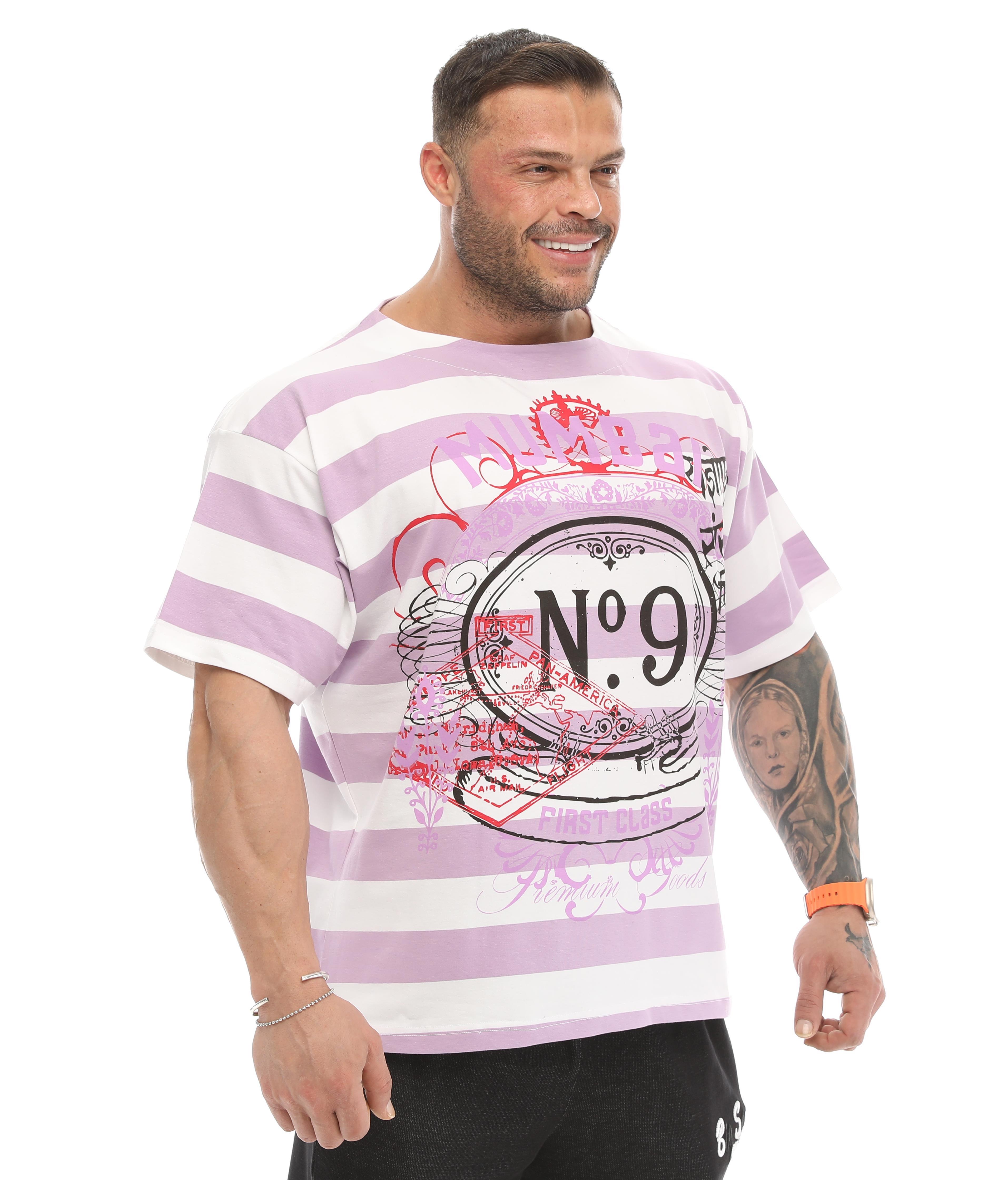 Oversize, Çizgili Spor T-shirt Big Sam 2631