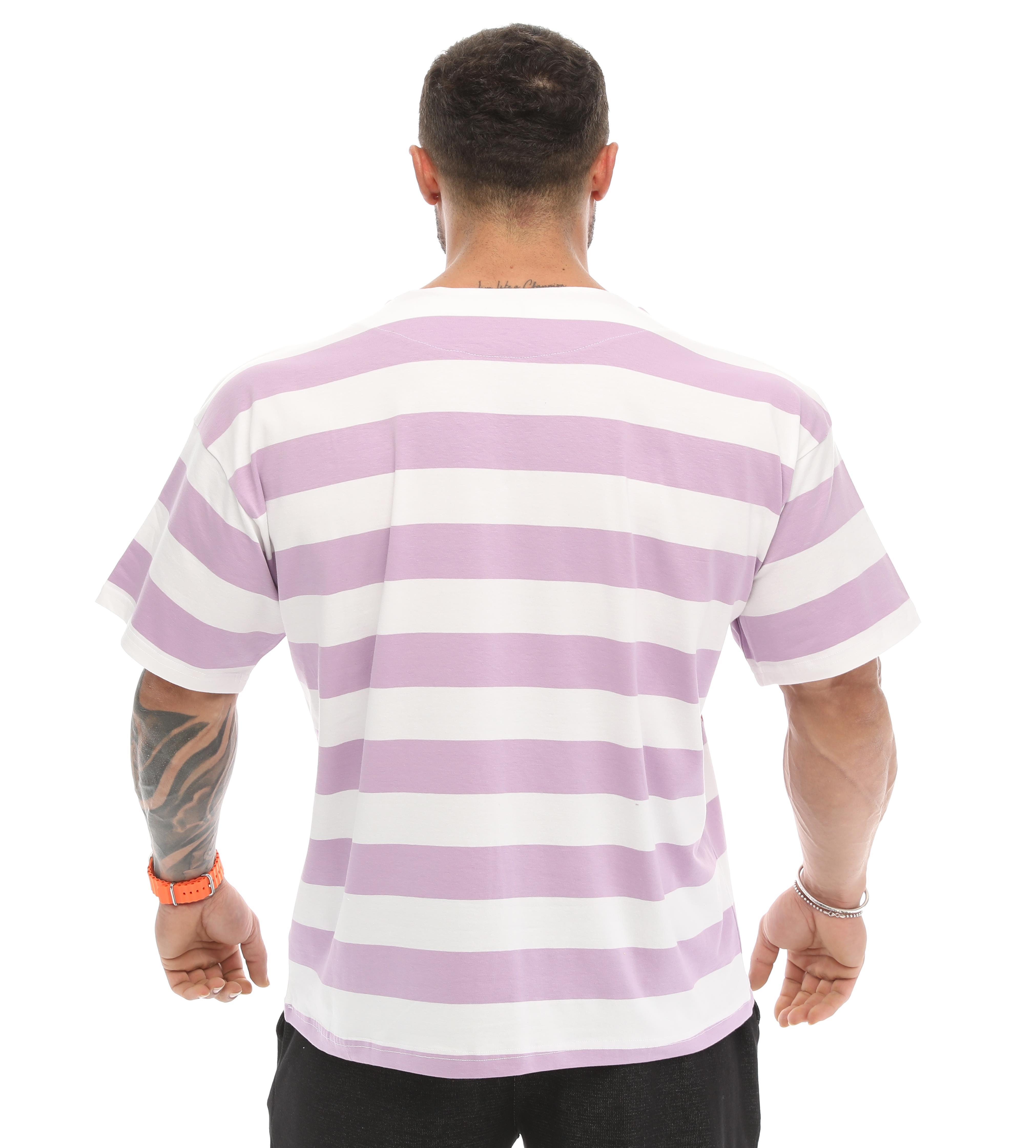 Oversize, Çizgili Spor T-shirt Big Sam 2631