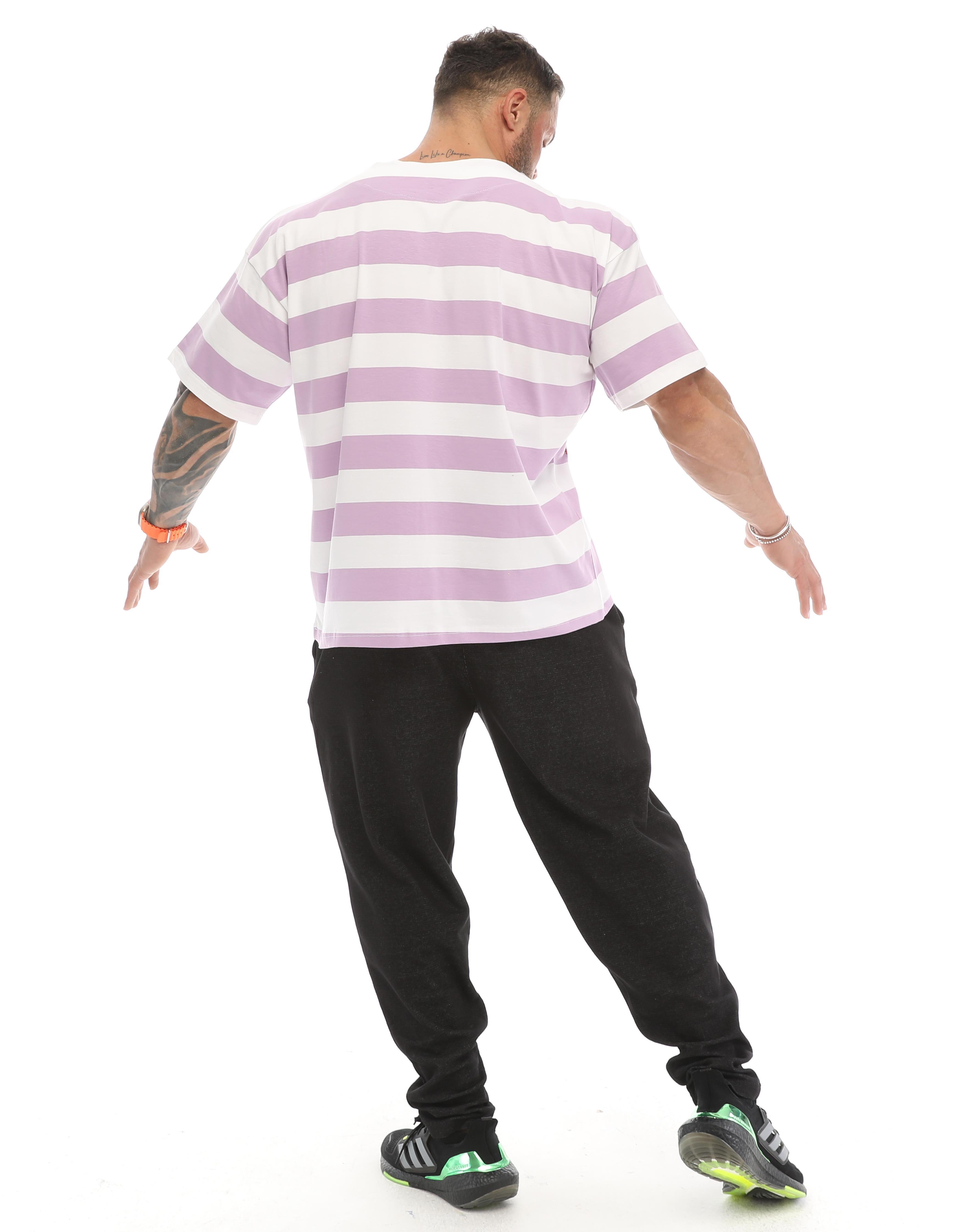 Oversize, Çizgili Spor T-shirt Big Sam 2631