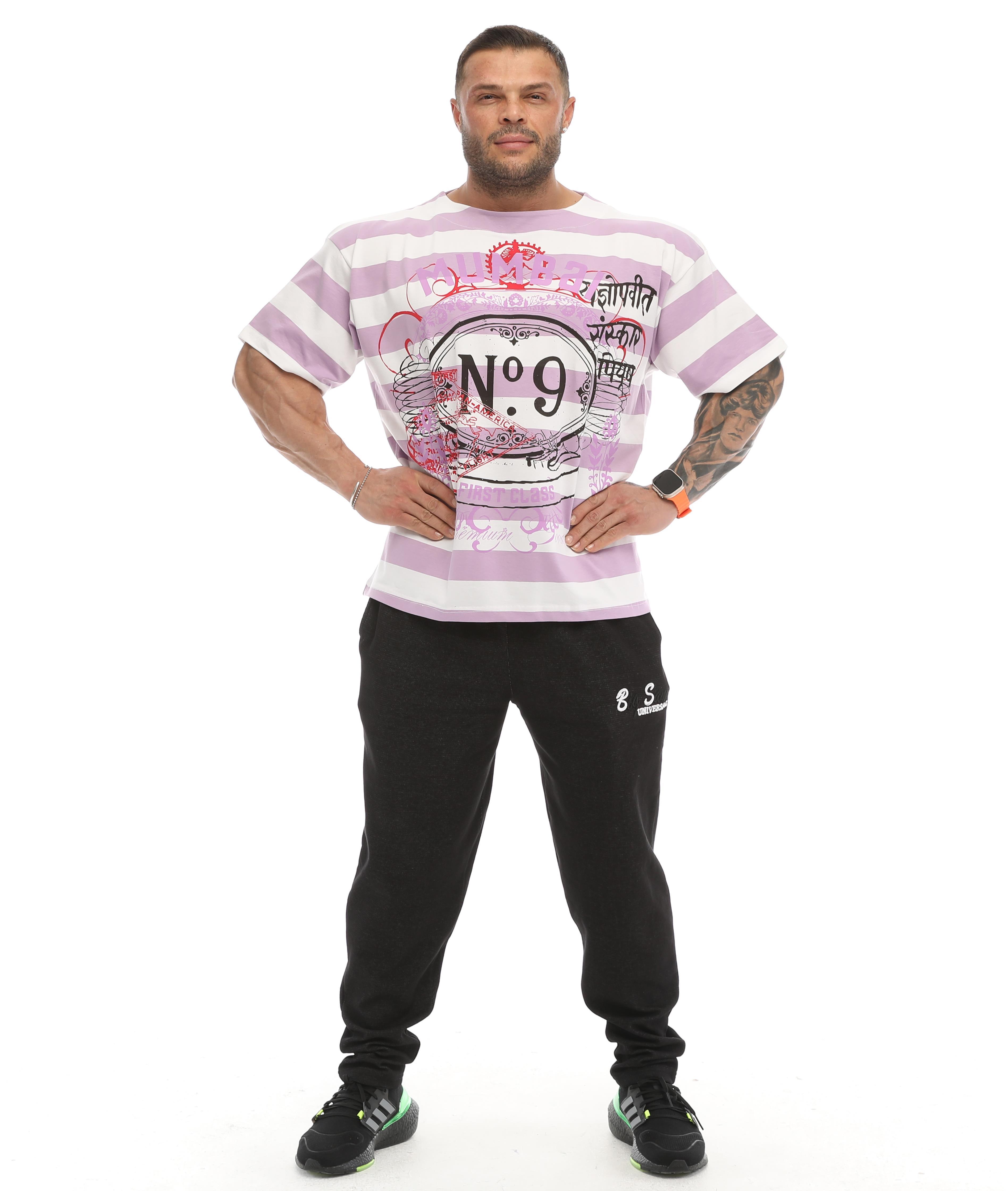 Oversize, Çizgili Spor T-shirt Big Sam 2631