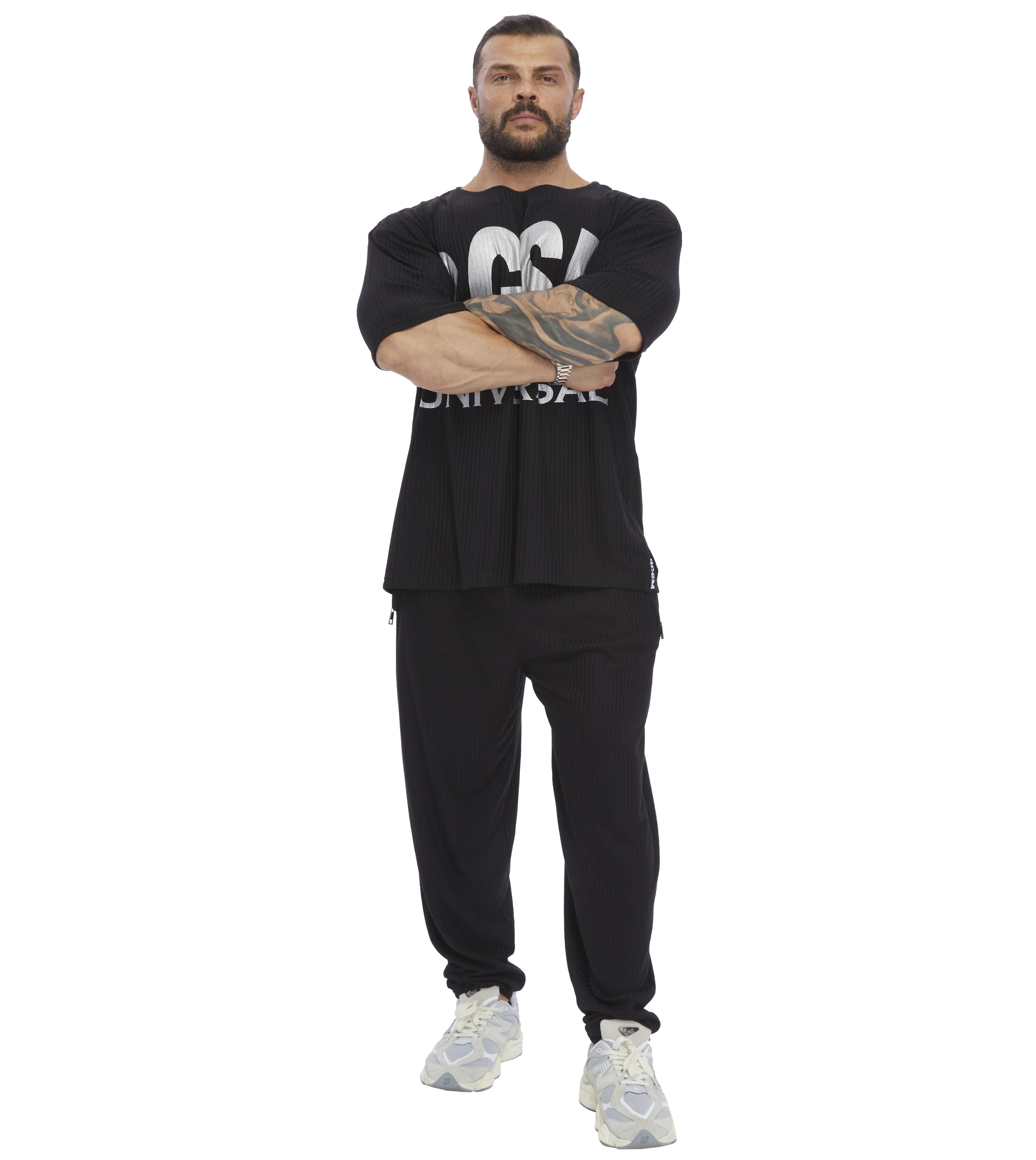 Oversize Erkek Antrenman Günlük T-shirt Siyah Big Sam 3273