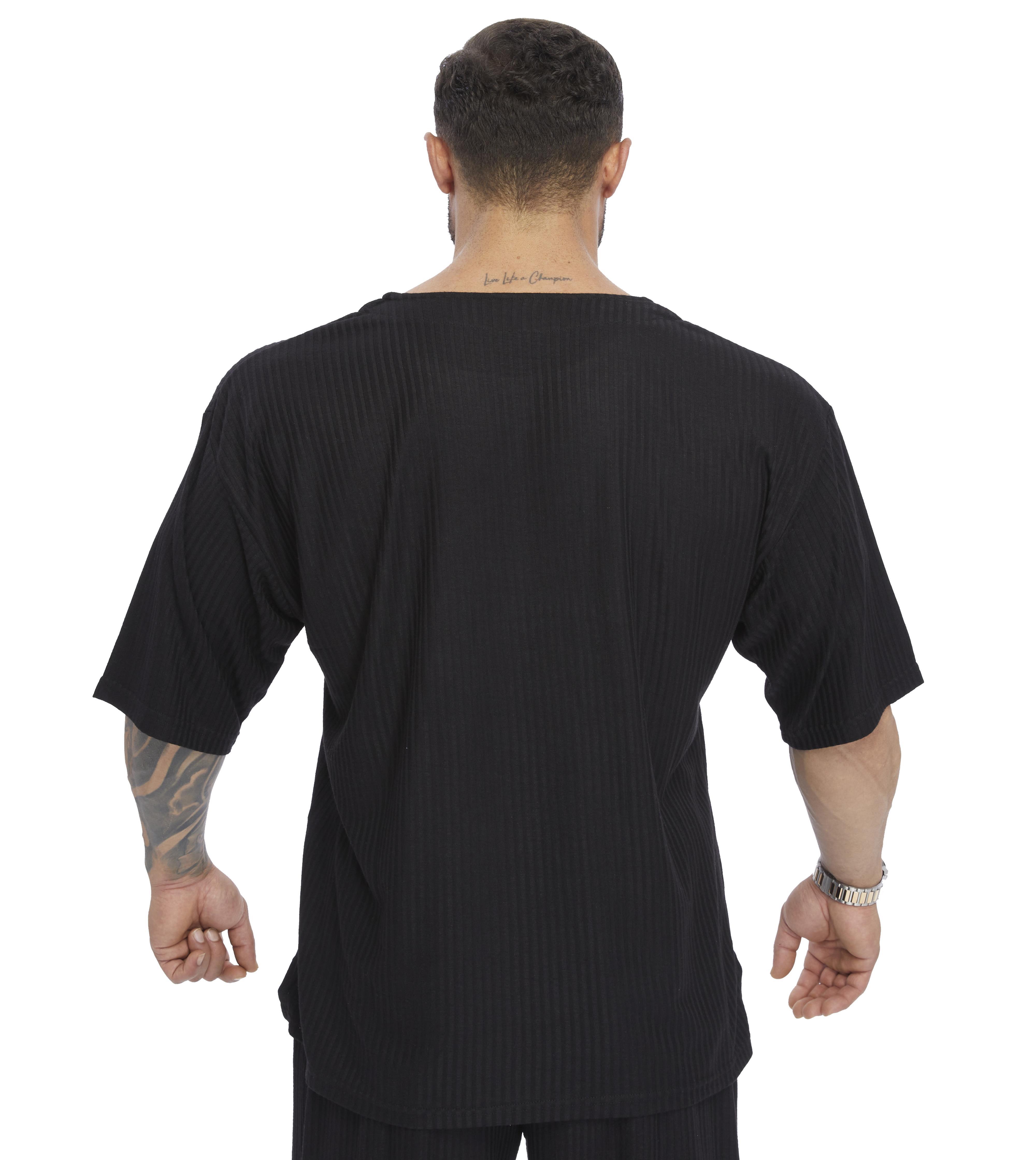 Oversize Erkek Antrenman Günlük T-shirt Siyah Big Sam 3273