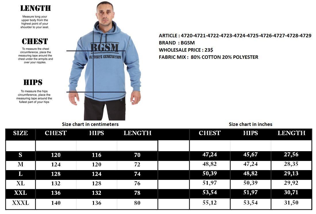 Oversize Kapşonlu Kışlık Sweatshirt Big Sam 4720