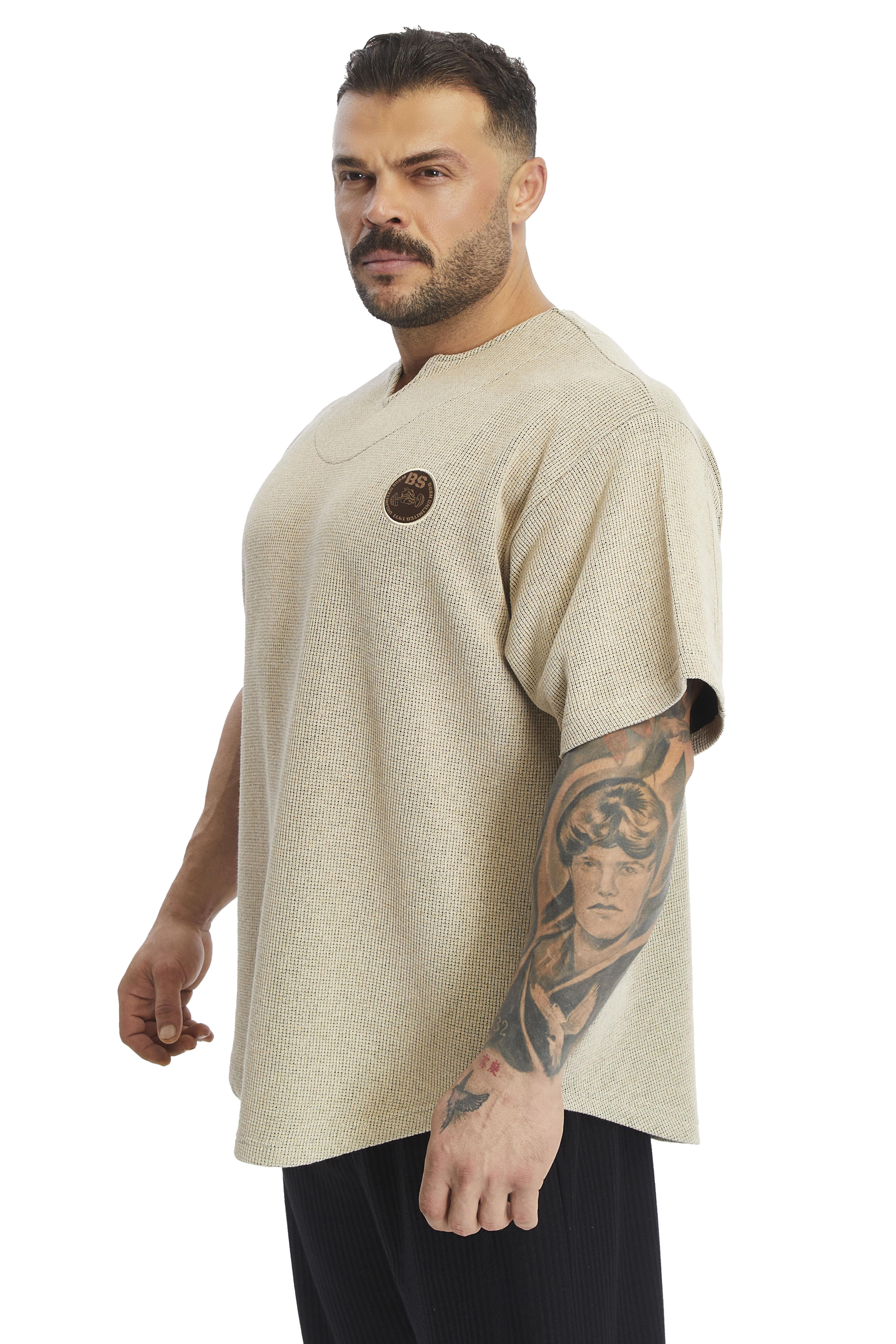 Oversize Latte T-shirt V Detay Rag Top BGSM 3369