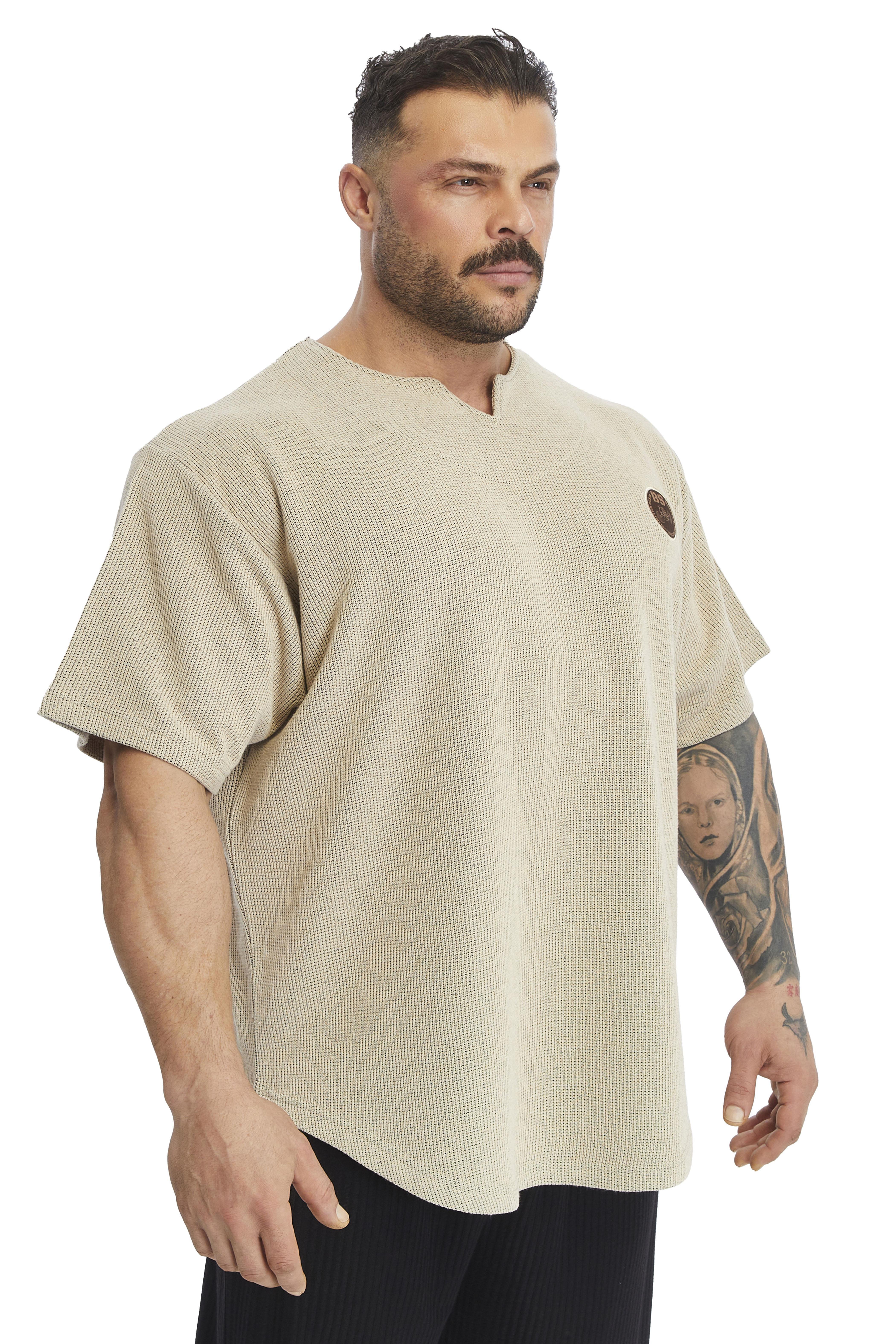 Oversize Latte T-shirt V Detay Rag Top BGSM 3369