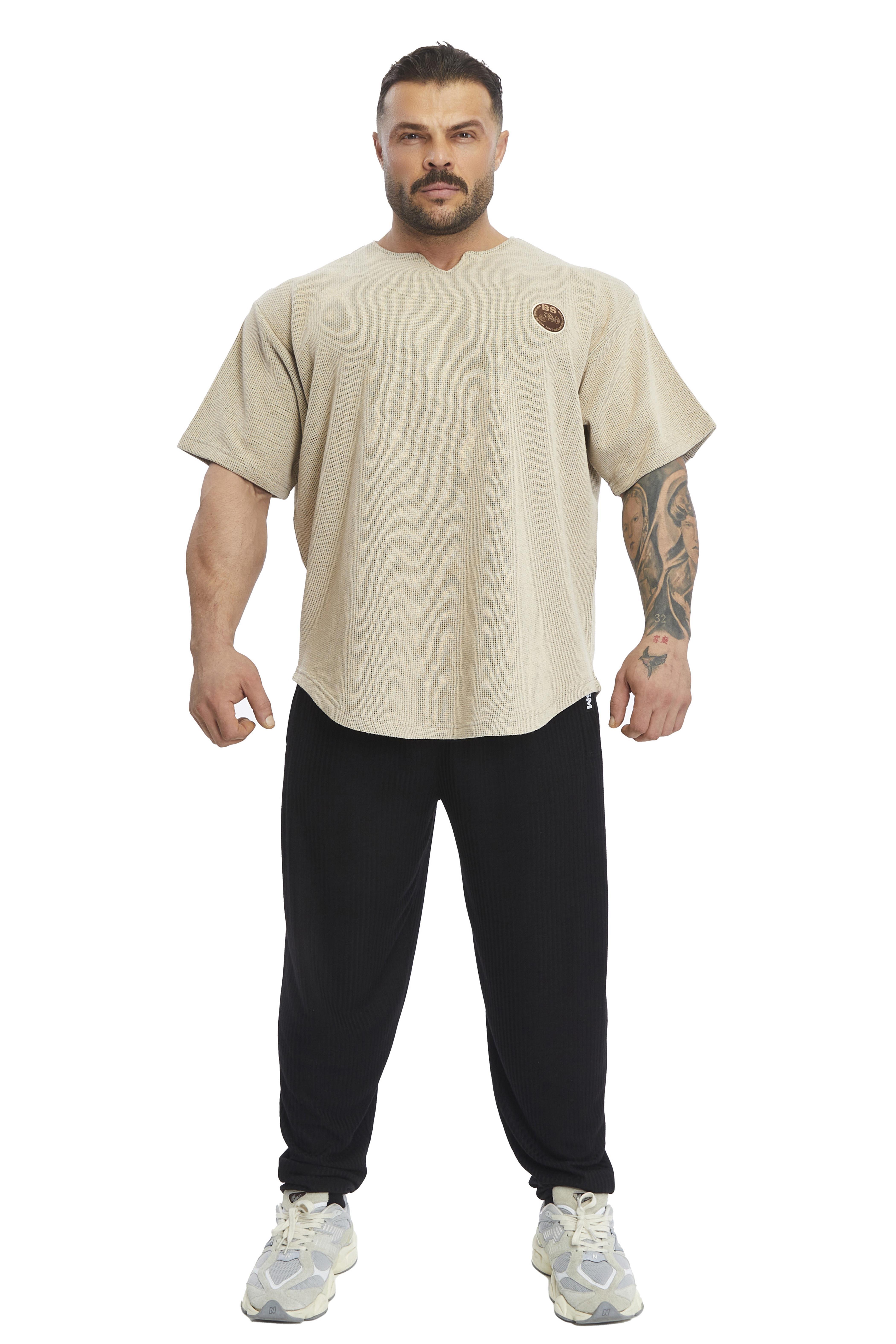 Oversize Latte T-shirt V Detay Rag Top BGSM 3369