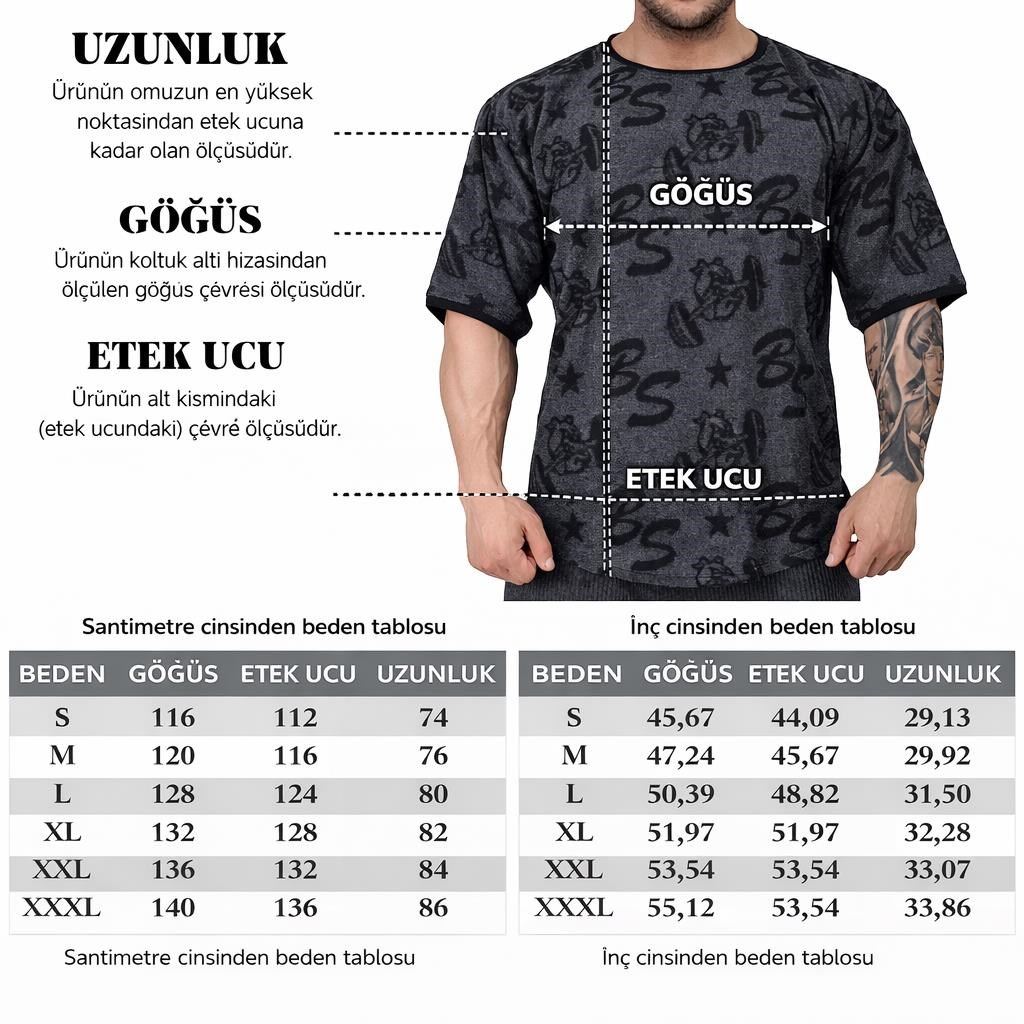 Oversize Logolu Havlu T-shirt Antrenman Üstü BGSM 3316