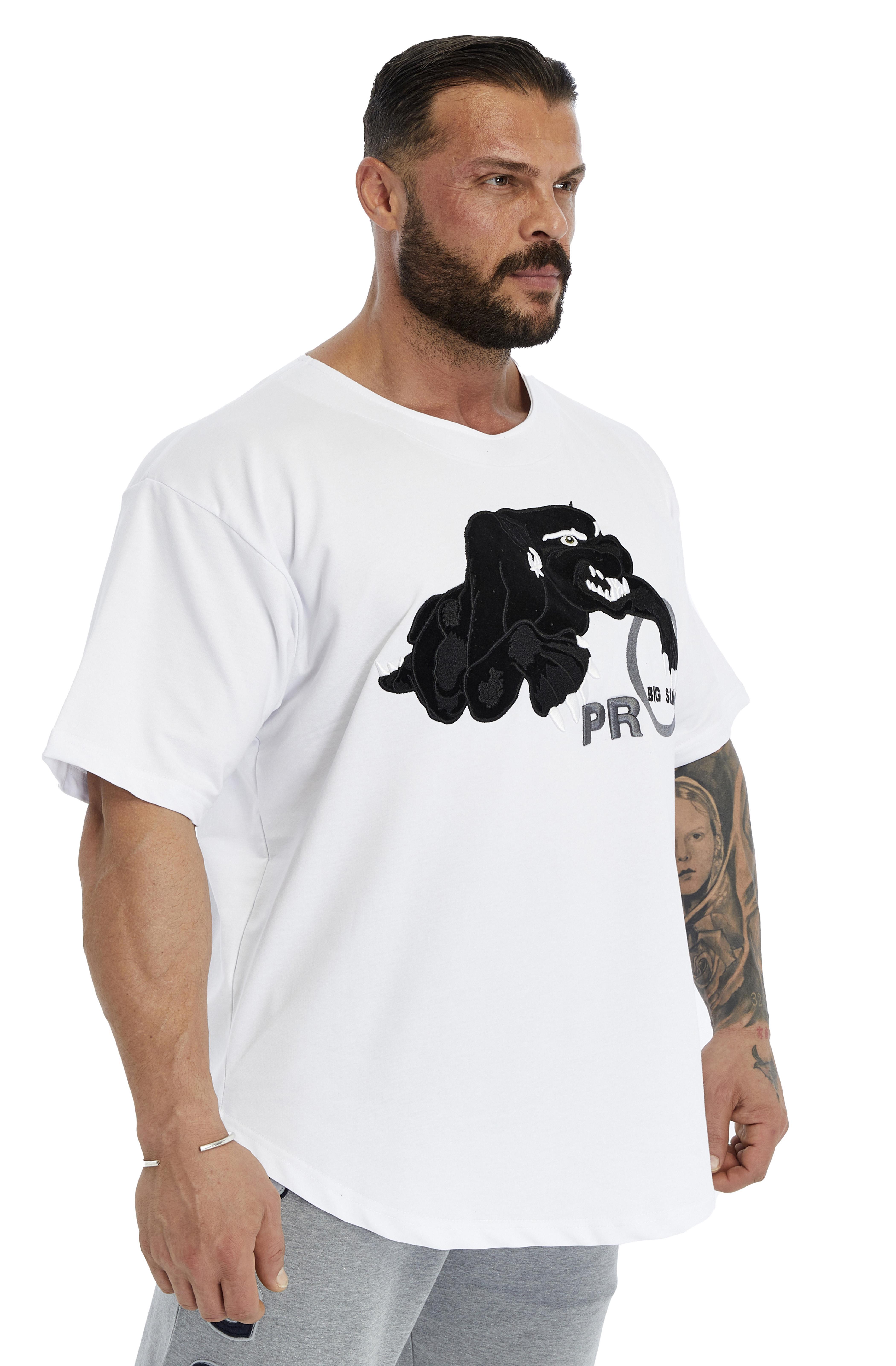 Oversize, Nakışlı Pamuk T-shirt Gym Rag Top Big Sam 3380