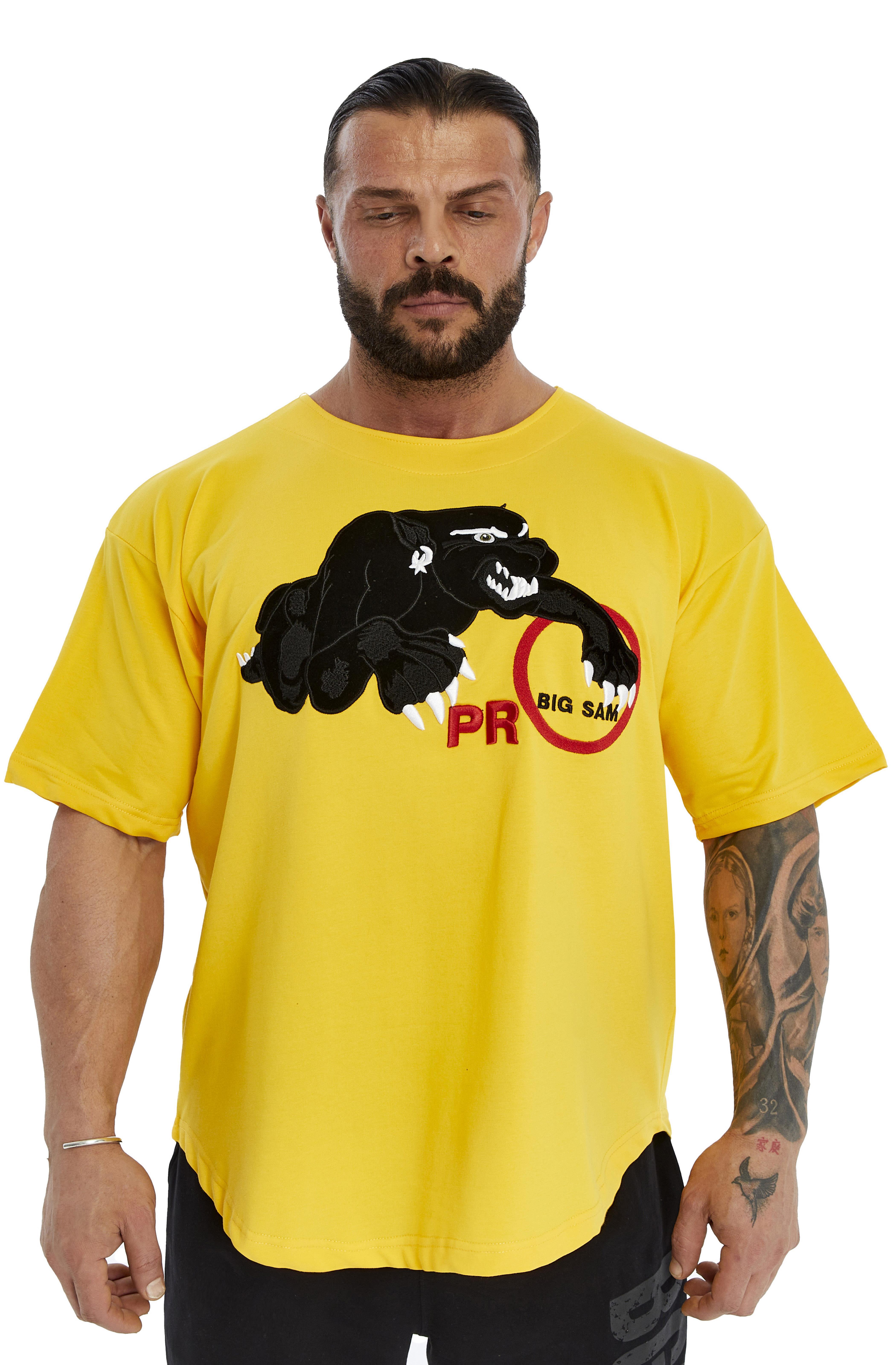 Oversize, Nakışlı Pamuk T-shirt Gym Rag Top Big Sam 3380