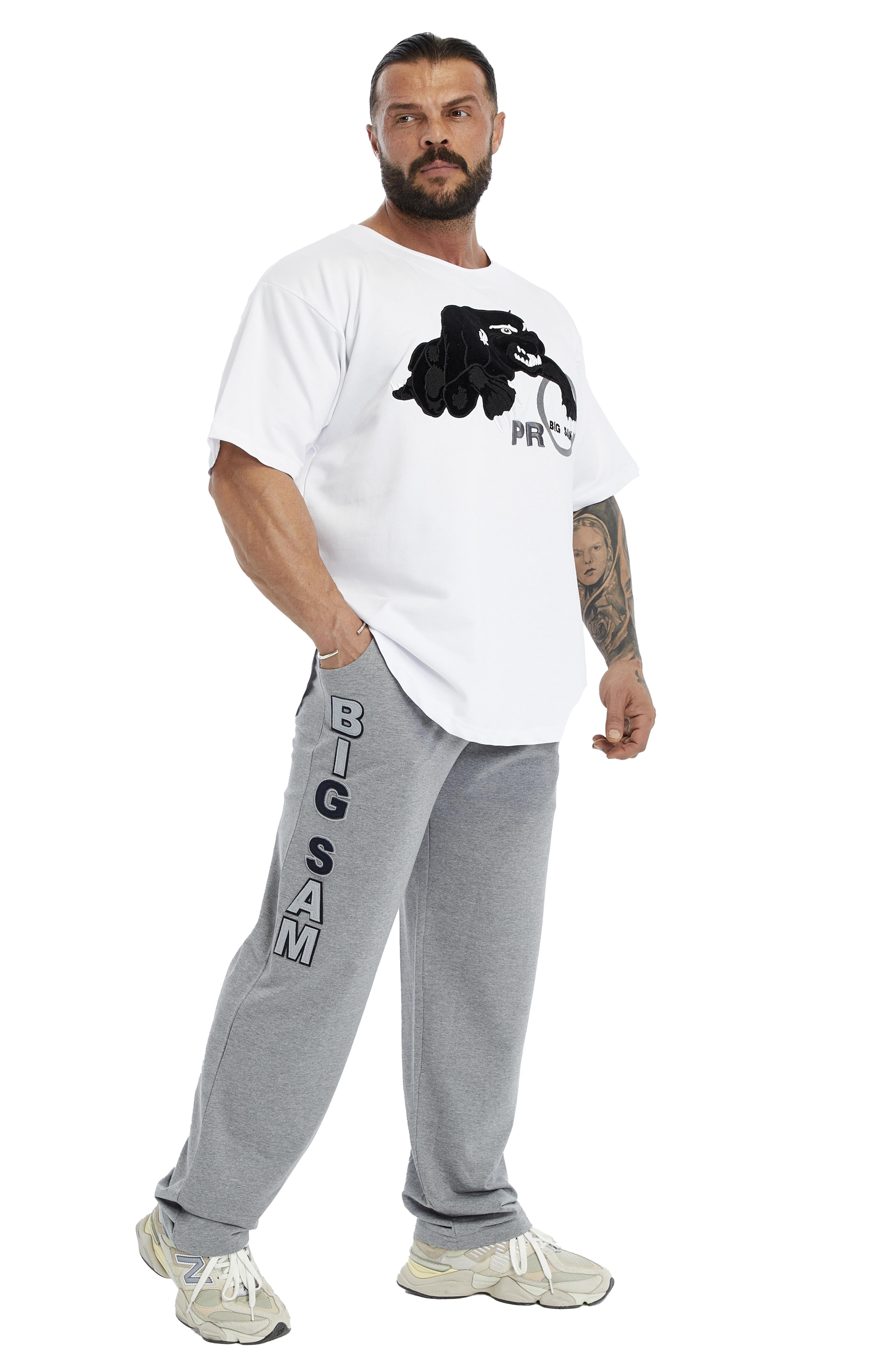 Oversize, Nakışlı Pamuk T-shirt Gym Rag Top Big Sam 3380