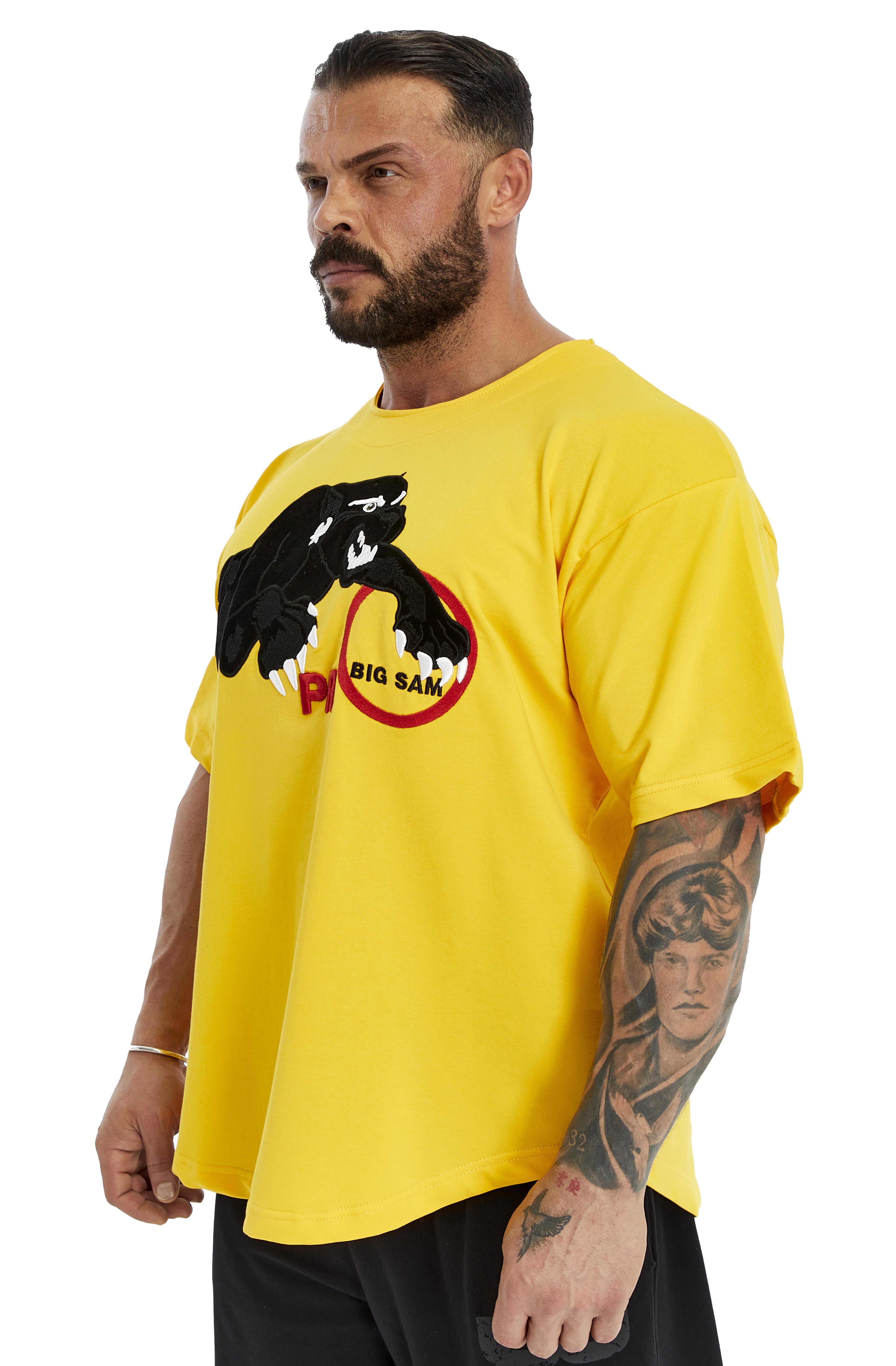 Oversize, Nakışlı Pamuk T-shirt Gym Rag Top Big Sam 3380