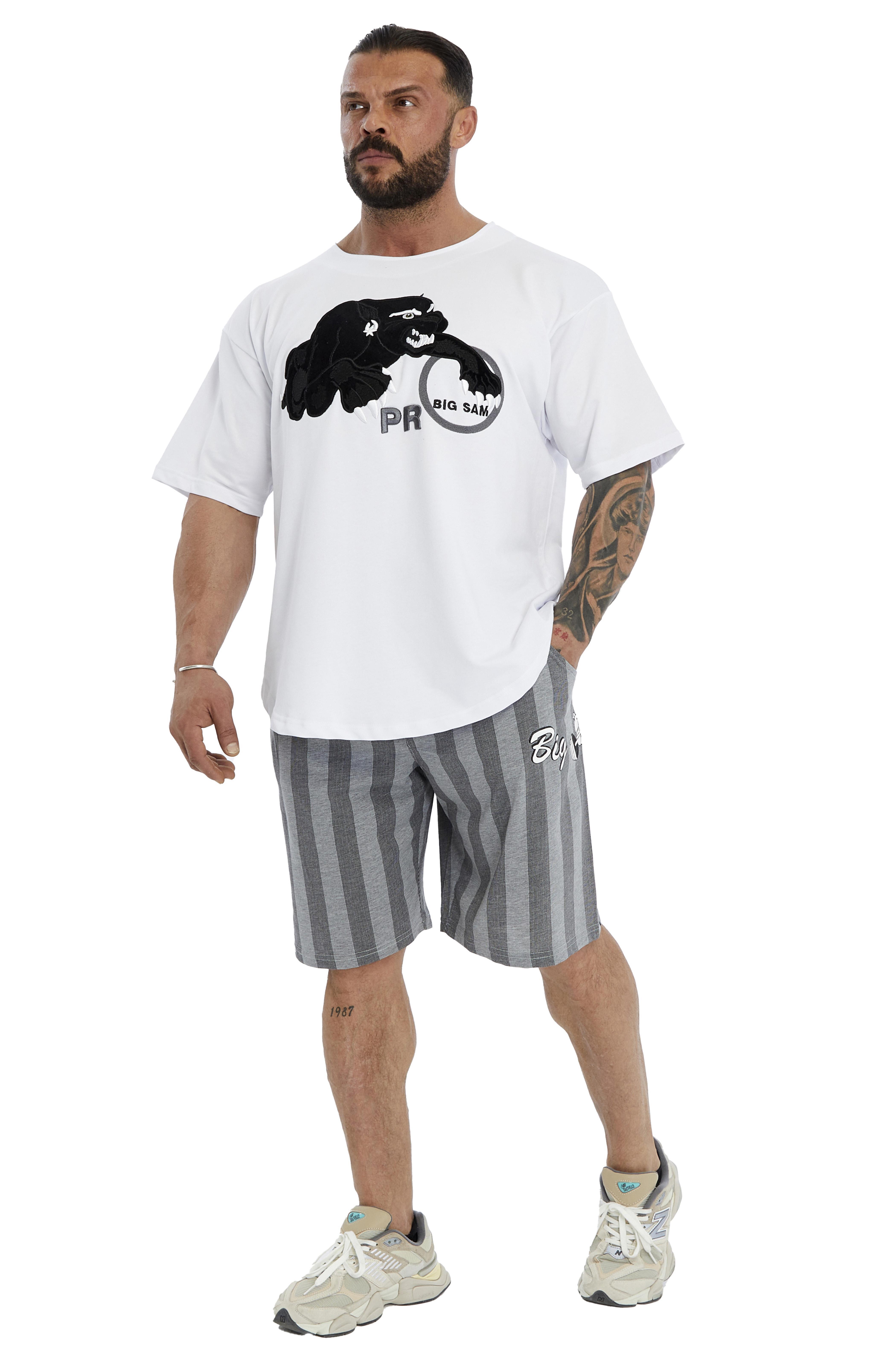 Oversize, Nakışlı Pamuk T-shirt Gym Rag Top Big Sam 3380