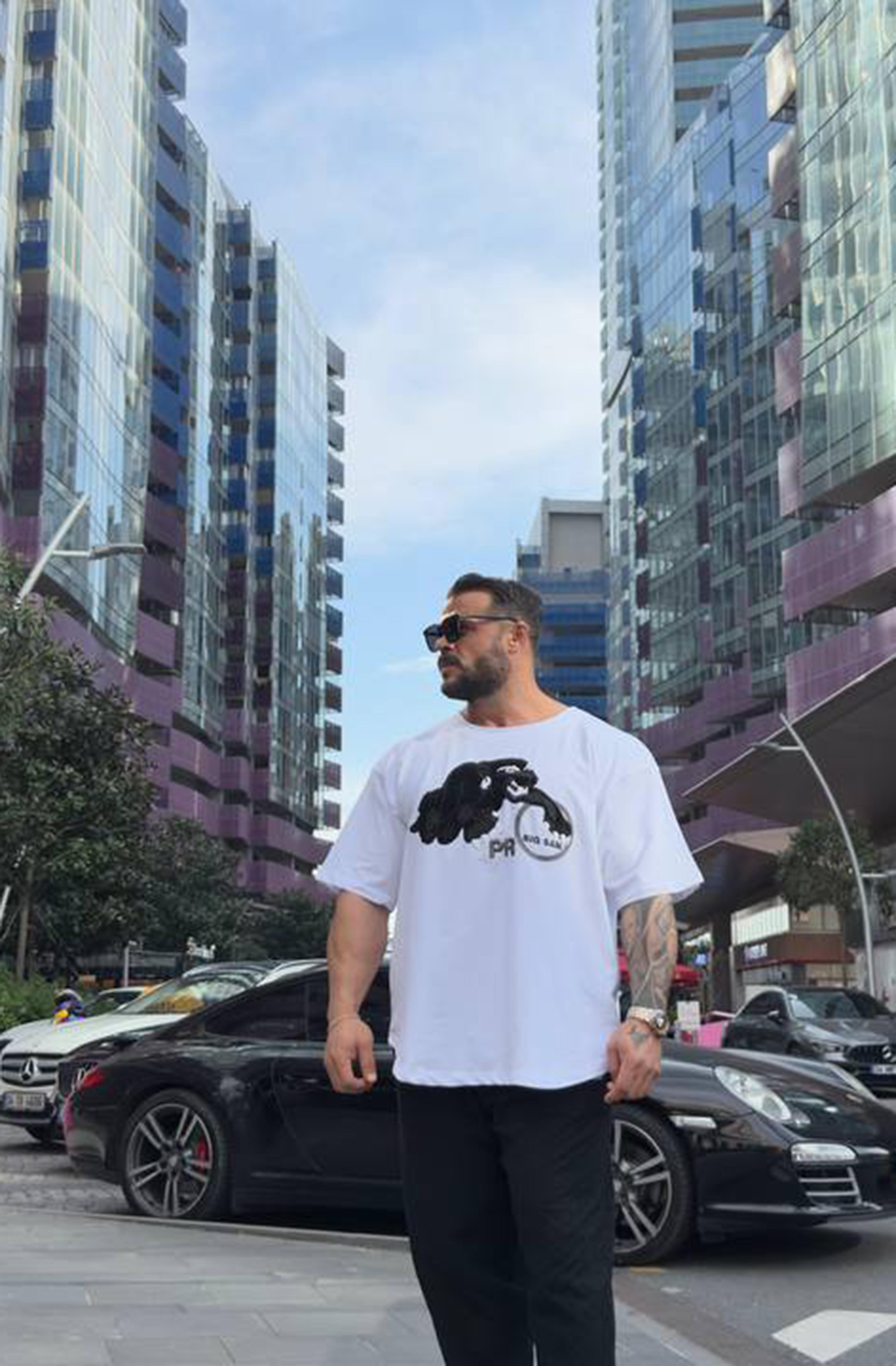 Oversize, Nakışlı Pamuk T-shirt Gym Rag Top Big Sam 3380