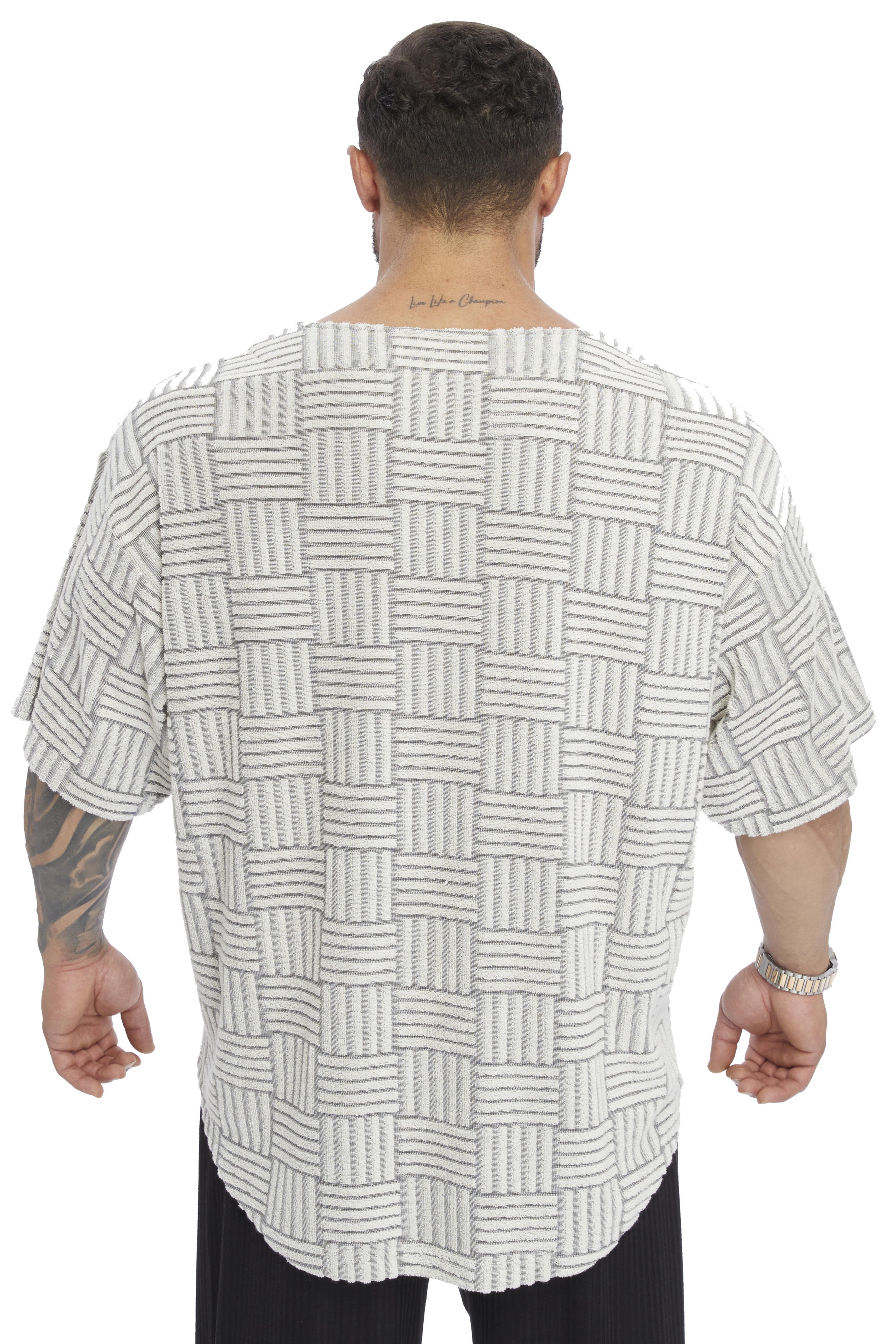Oversize Rag Top Örgü Dokulu Pamuklu Geniş Kesim Tişört Big Sam 3361