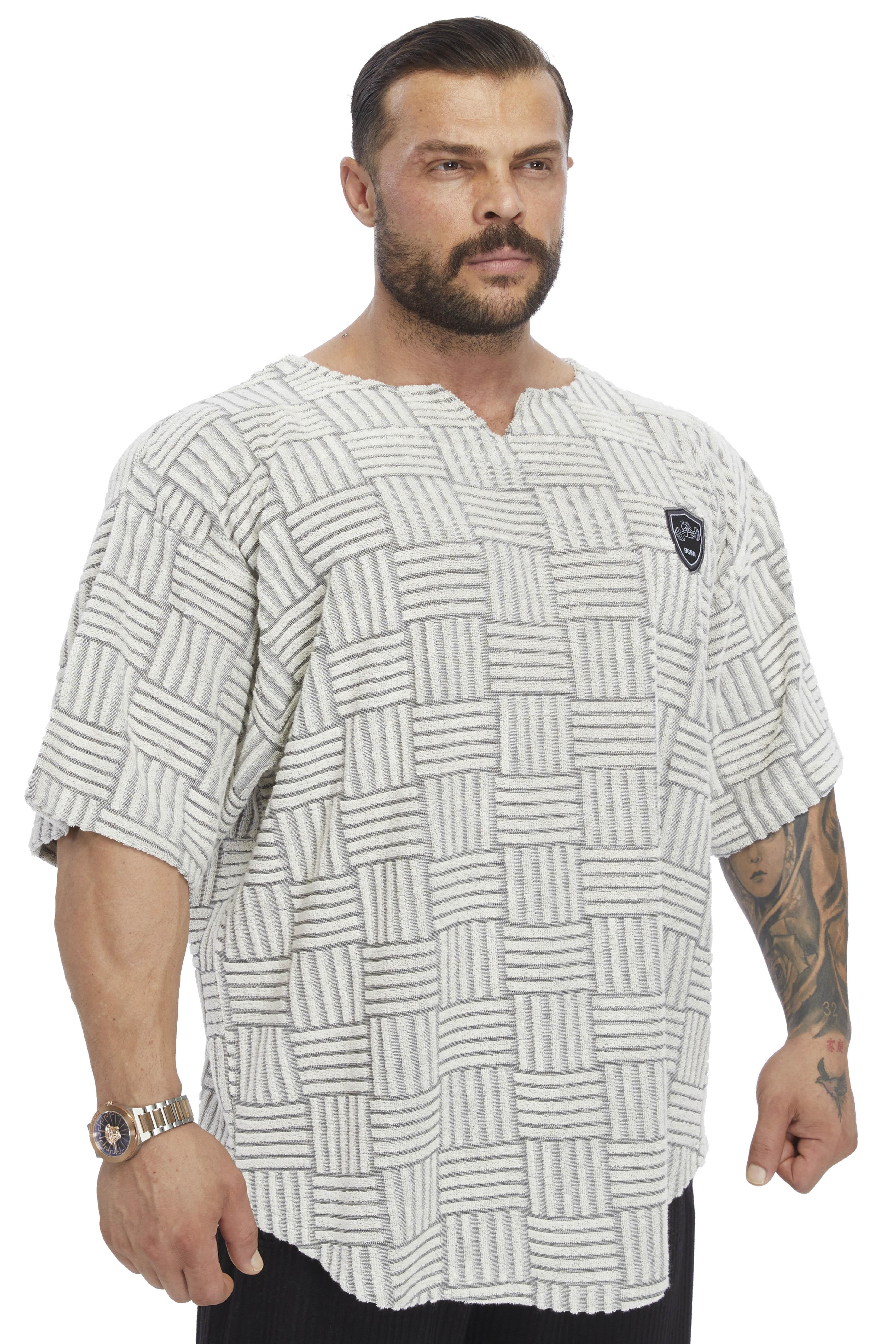 Oversize Rag Top Örgü Dokulu Pamuklu Geniş Kesim Tişört Big Sam 3361