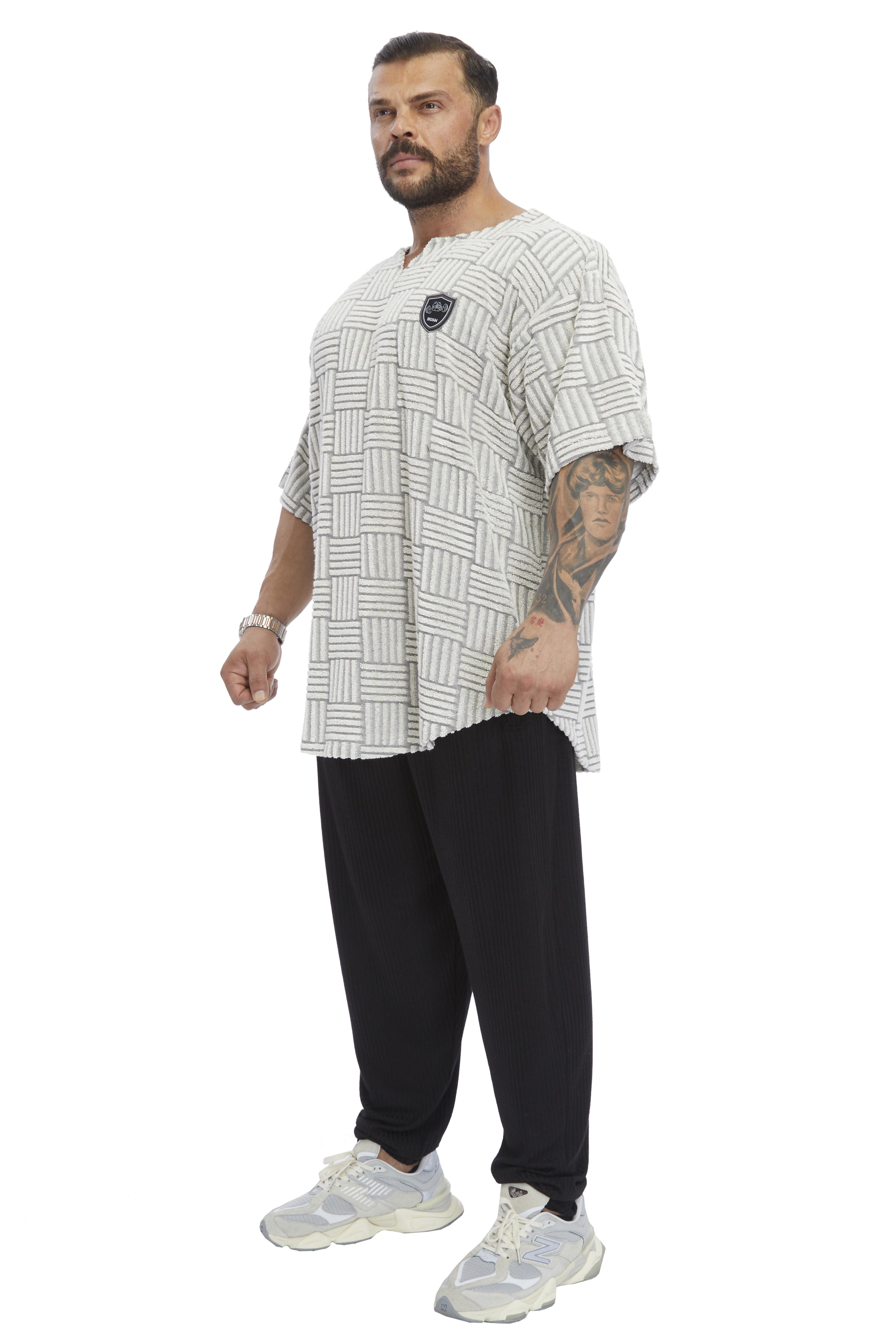 Oversize Rag Top Örgü Dokulu Pamuklu Geniş Kesim Tişört Big Sam 3361