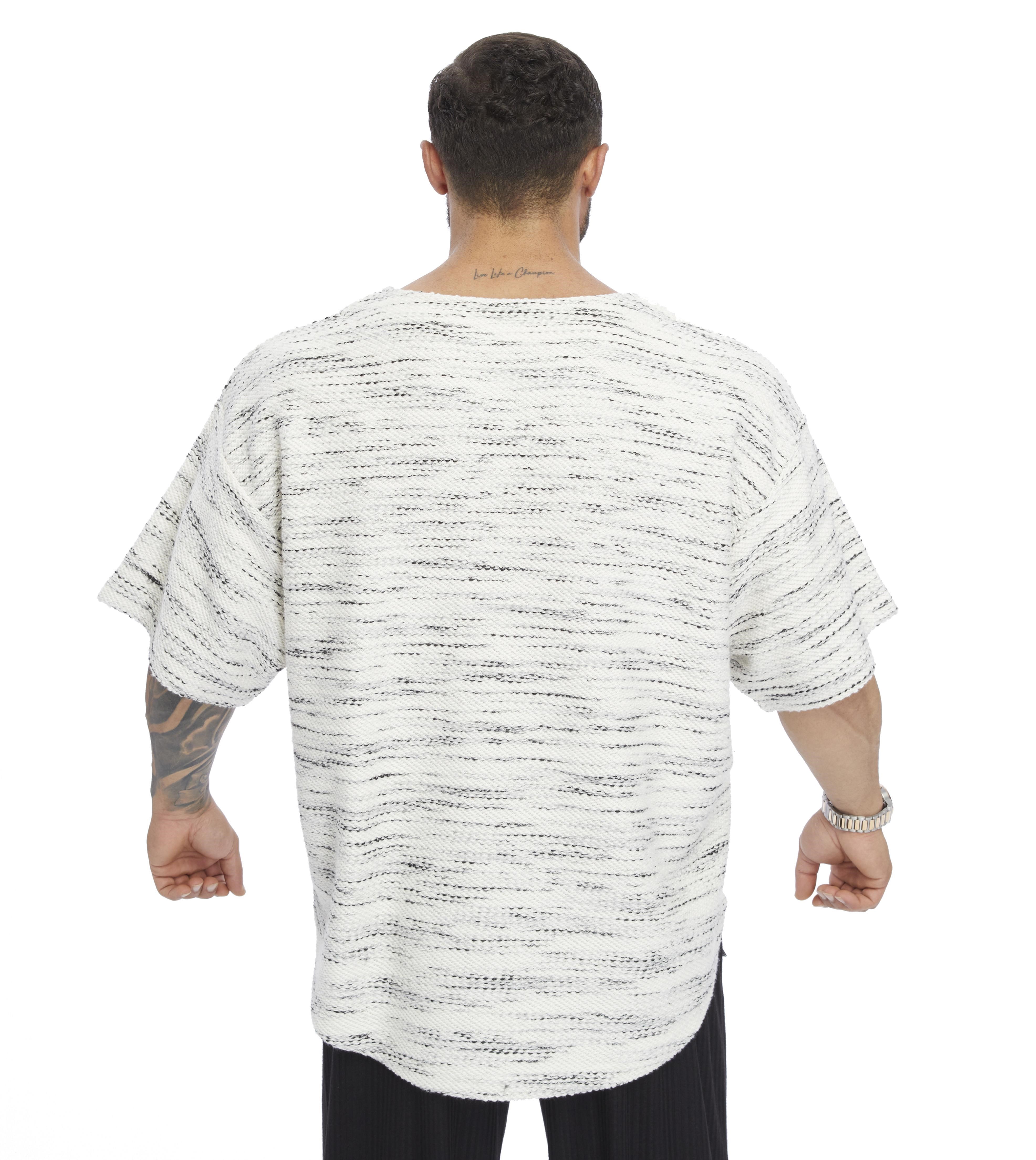 Oversize Rag Top Örgü Dokulu Pamuklu Geniş Kesim Tişört Big Sam 3360