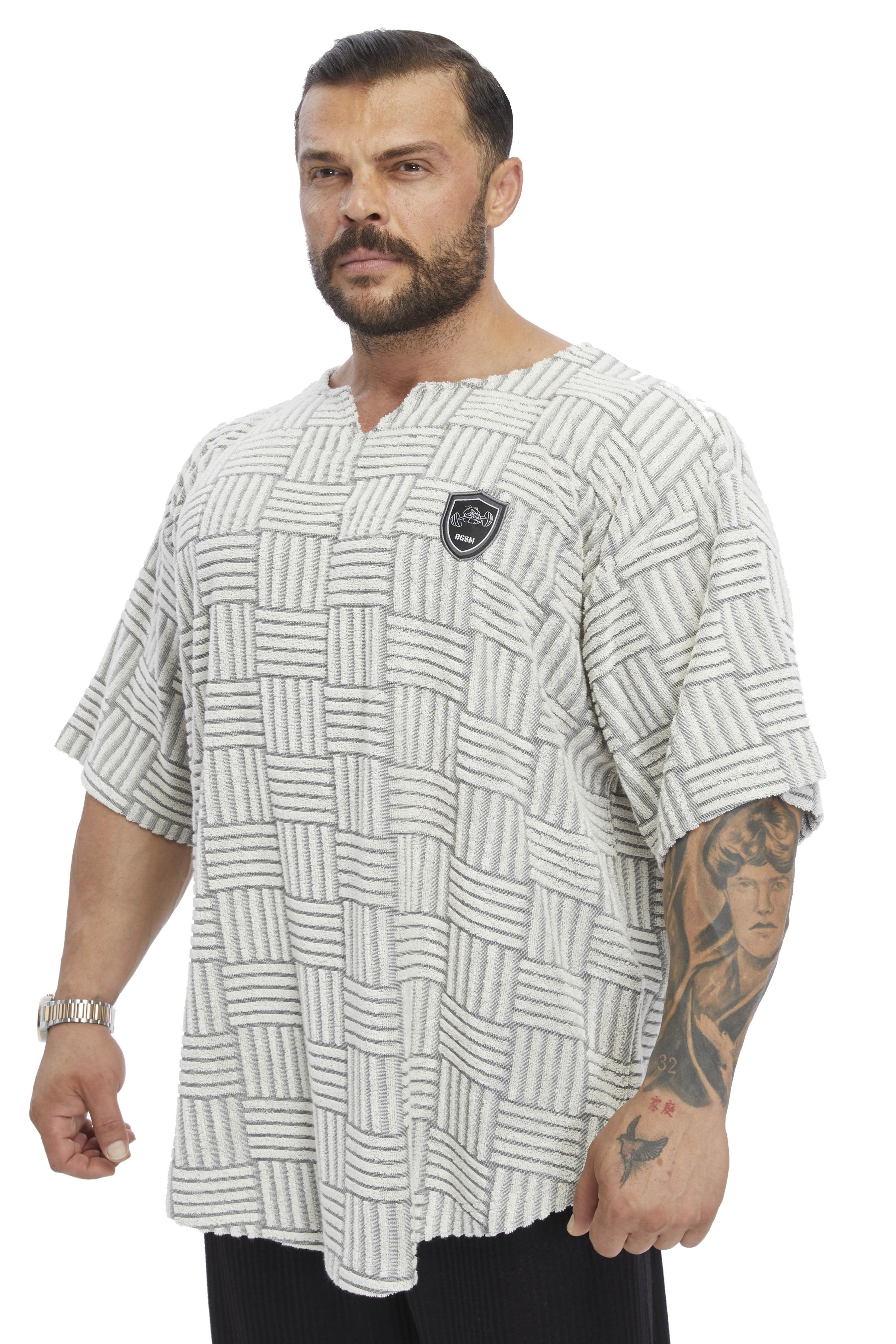 Oversize Rag Top Örgü Dokulu Pamuklu Geniş Kesim Tişört Big Sam 3361
