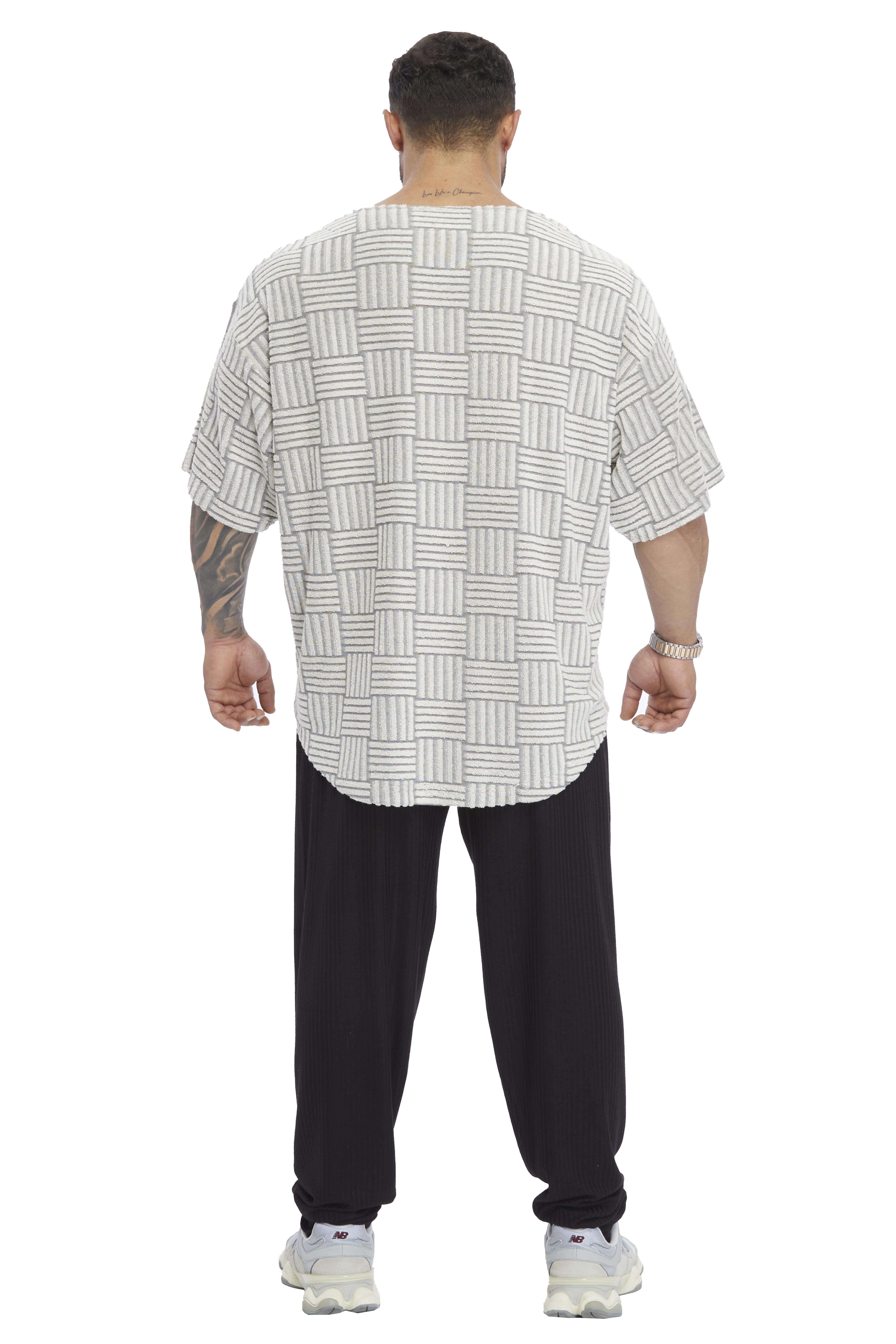 Oversize Rag Top Örgü Dokulu Pamuklu Geniş Kesim Tişört Big Sam 3361