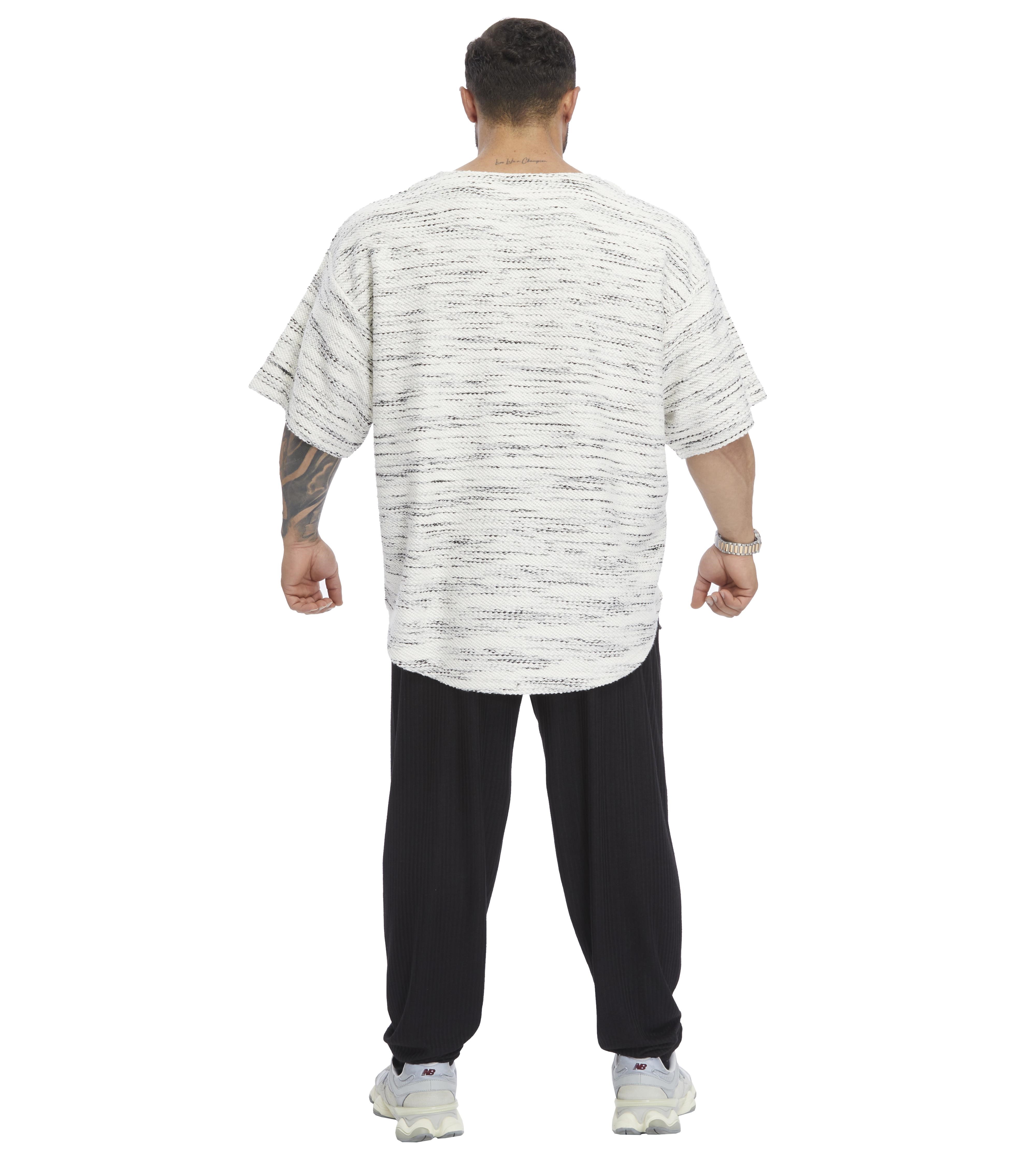 Oversize Rag Top Örgü Dokulu Pamuklu Geniş Kesim Tişört Big Sam 3360