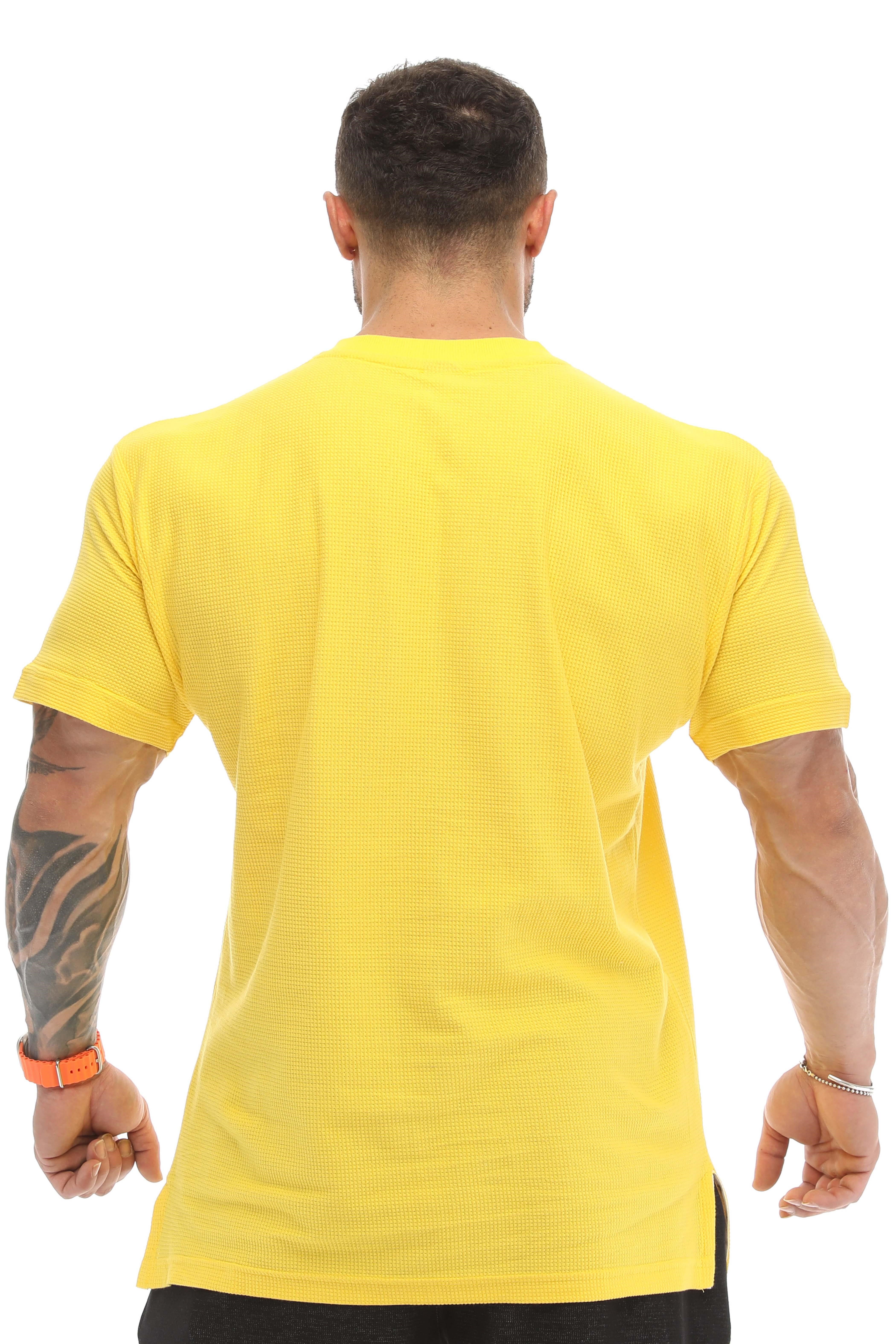 Oversize, V Yaka Waffle Kumaş Pamuklu Spor Tişört Big Sam 2725
