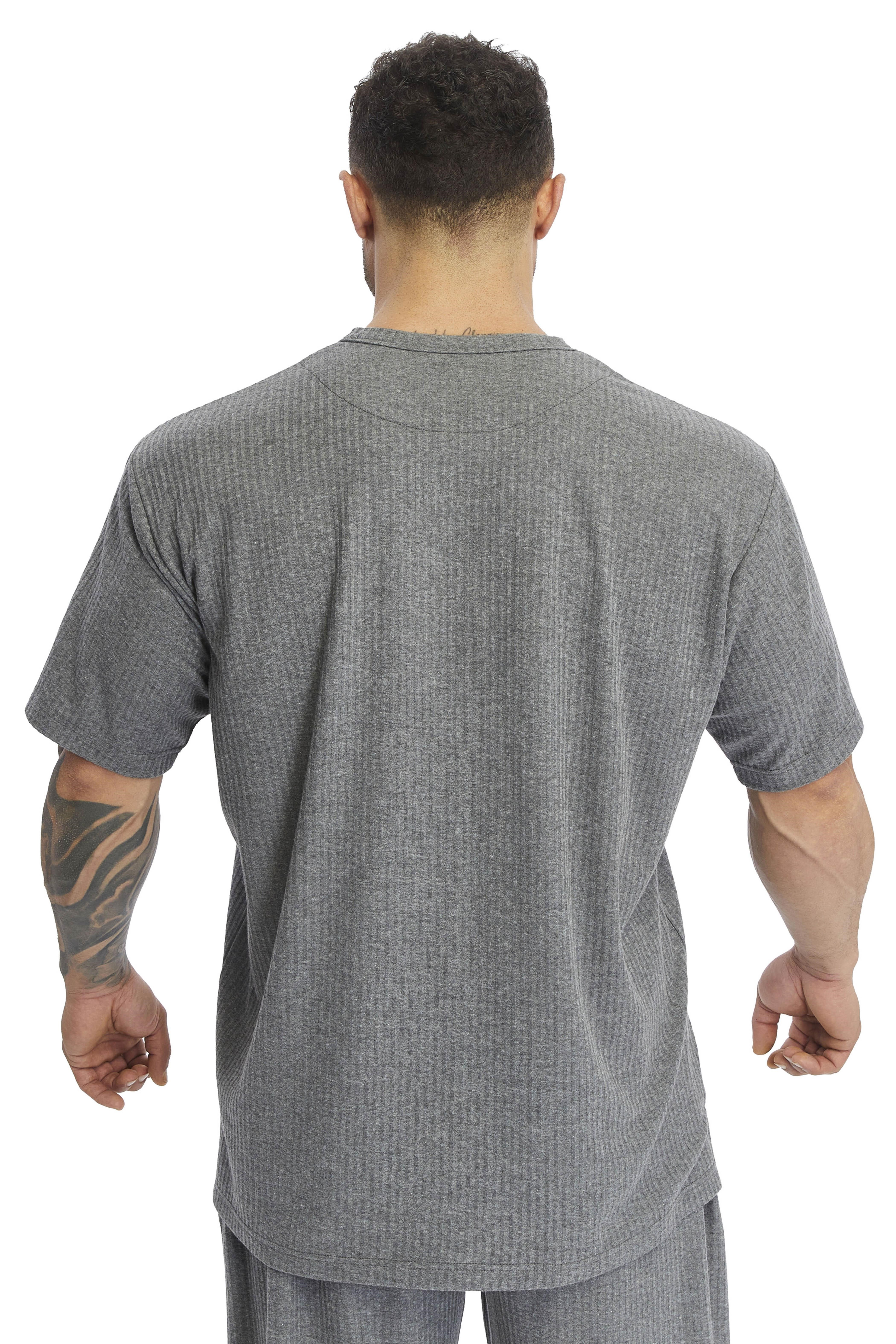Oversize Yakası Düğmeli, Pamuklu T-shirt Big Sam 3375