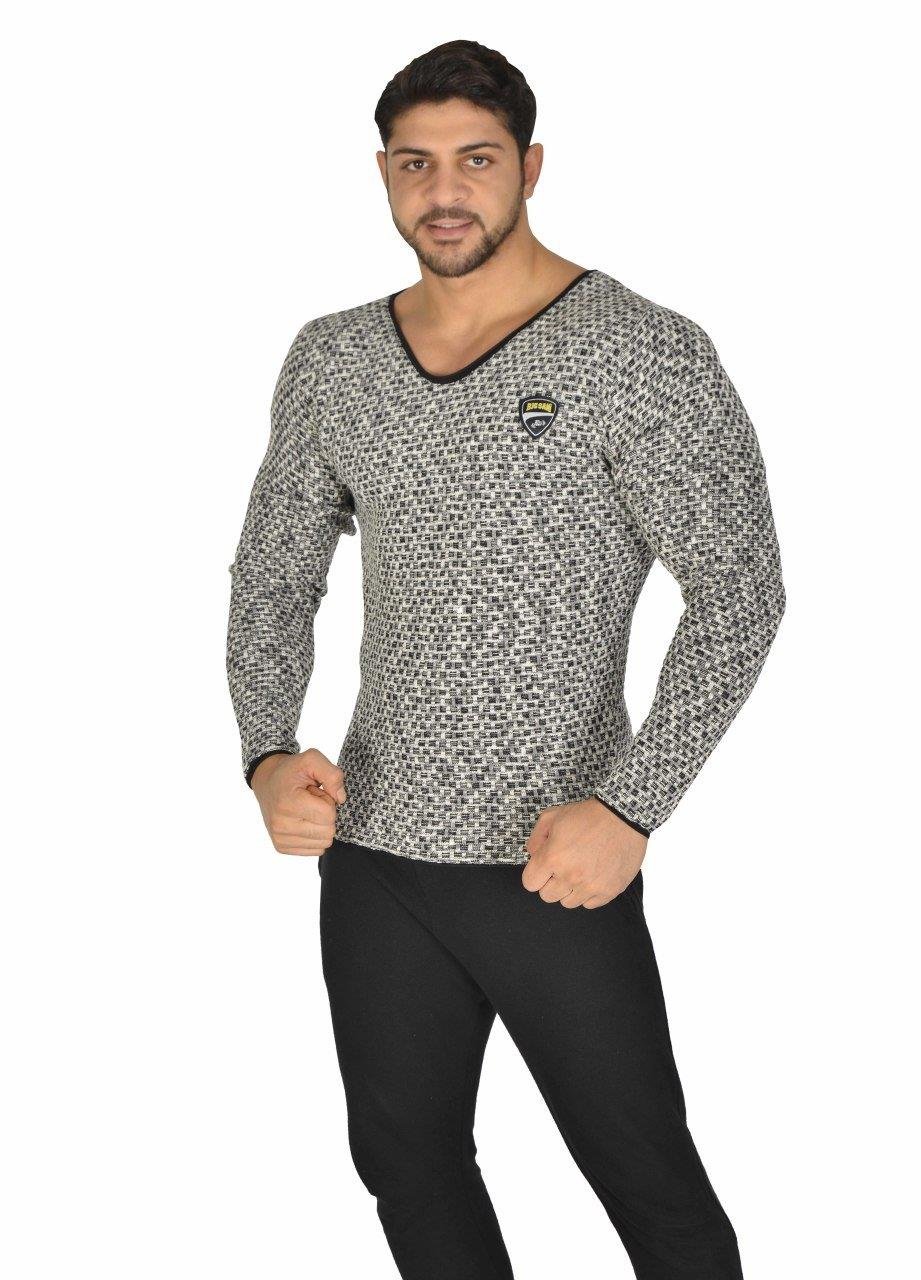 Slim Fit Örgü Dokulu Triko Sweatshirt Big Sam 4650