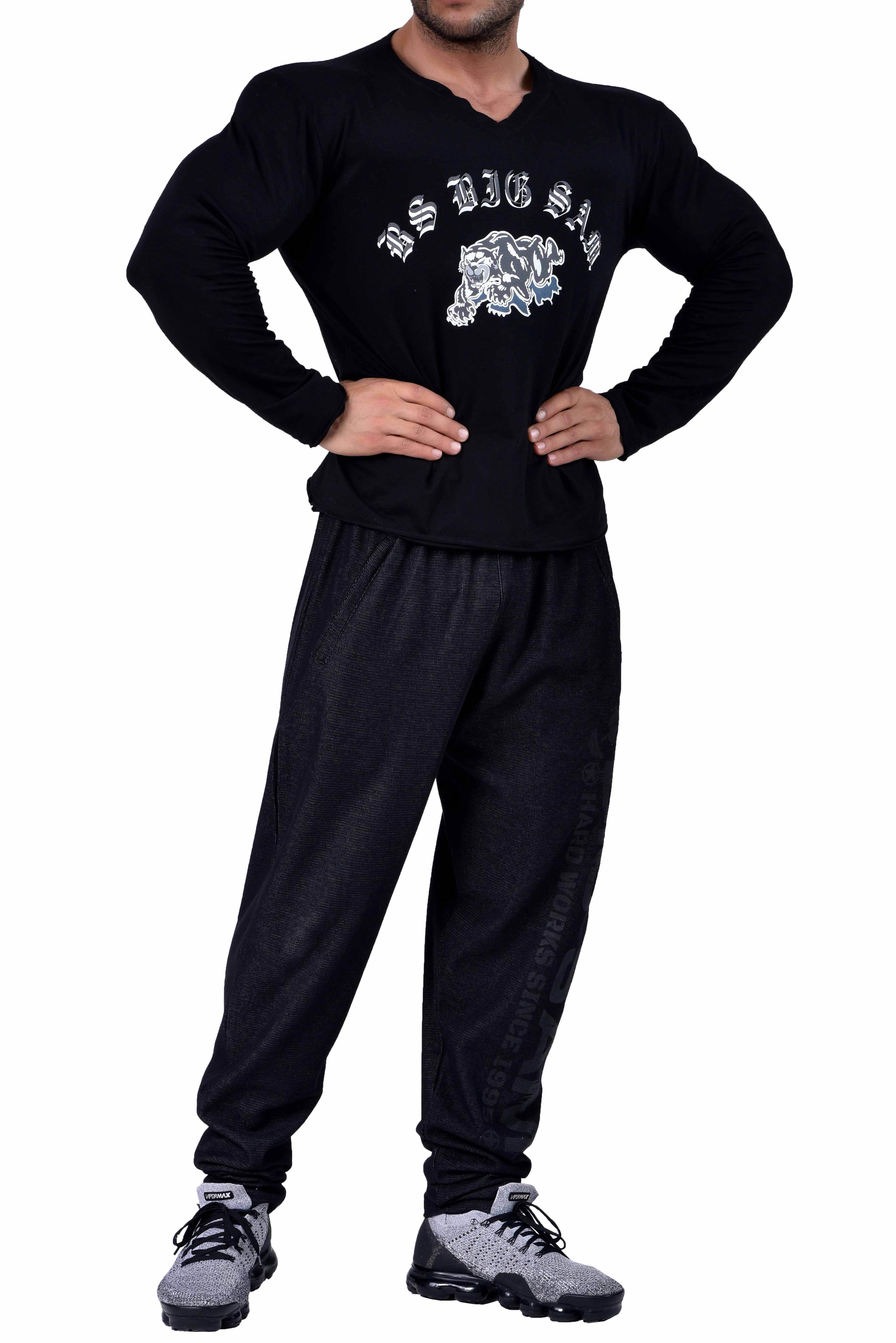 Slim Fit Siyah İnce Sweatshirt Big Sam 4514